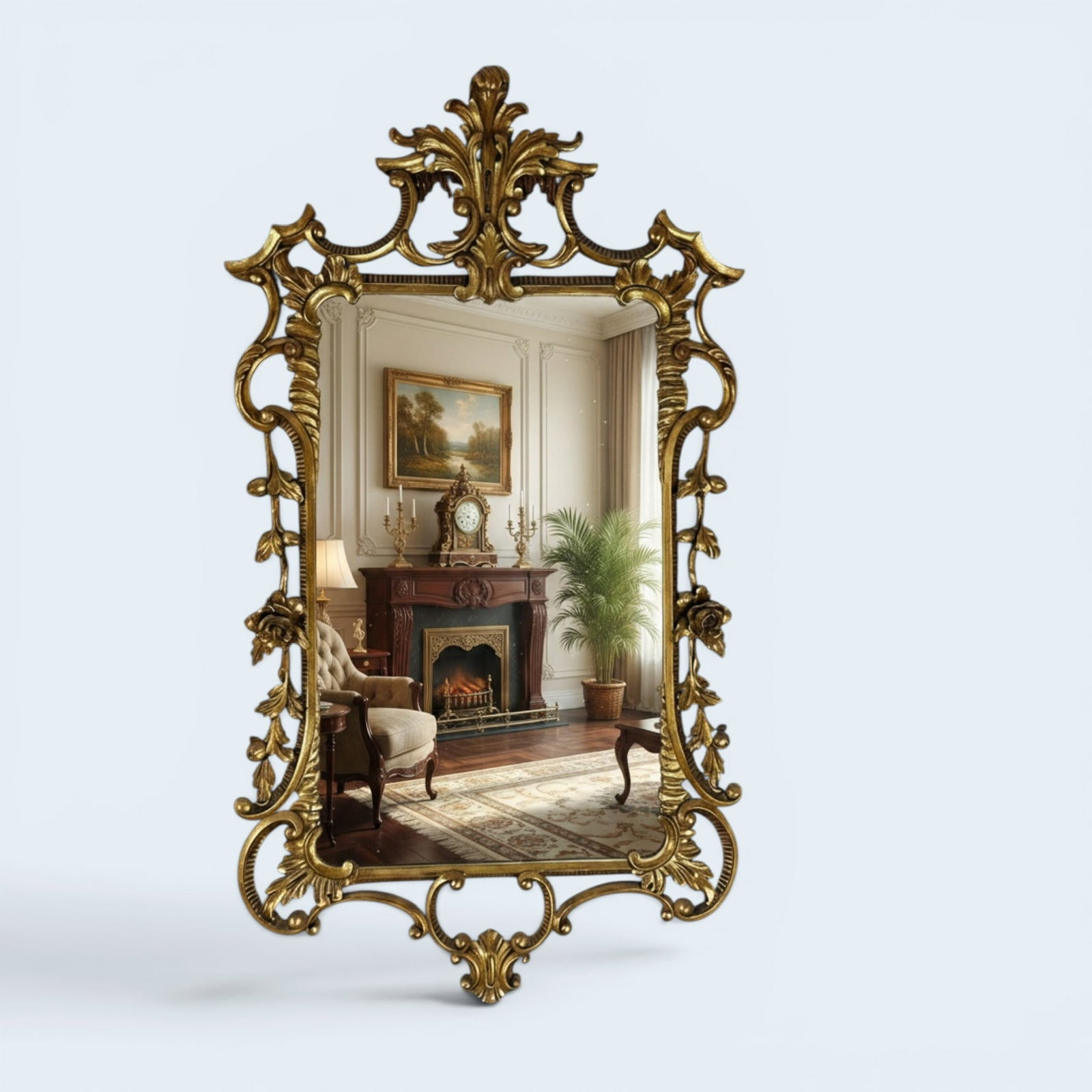 CHIPPENDALE STYLE GILTWOOD MIRROR