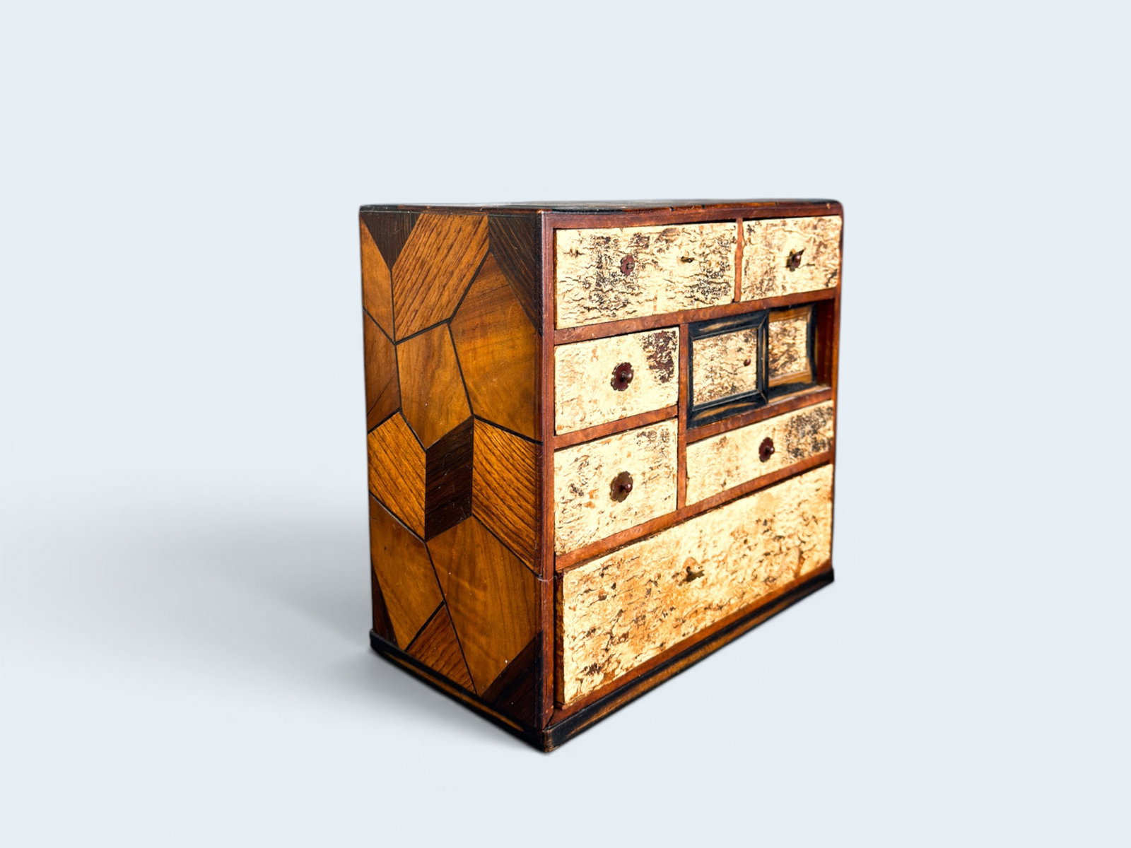 ANTIQUE JAPANESE YOSEGI KO TANSU / TABLE CHEST (1 of 8)