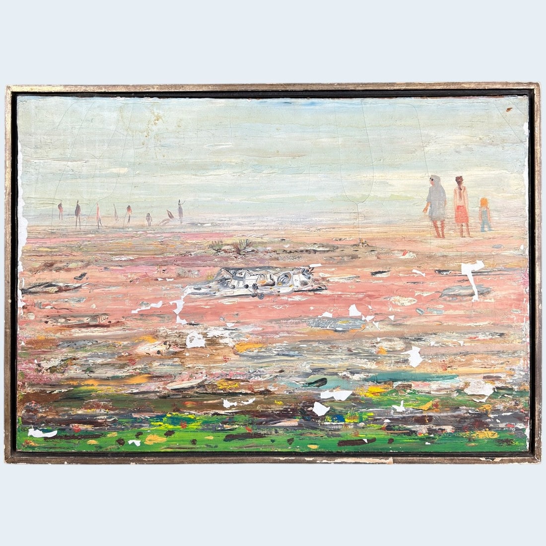 MARSHALL GLASIER - American, Untitled at the Beach (1965): Marshall Glasier, American b. 1902 - d. 1988. Untitled, abstract oil on canvas. From the collection of Dr. R.A. Nigro measures