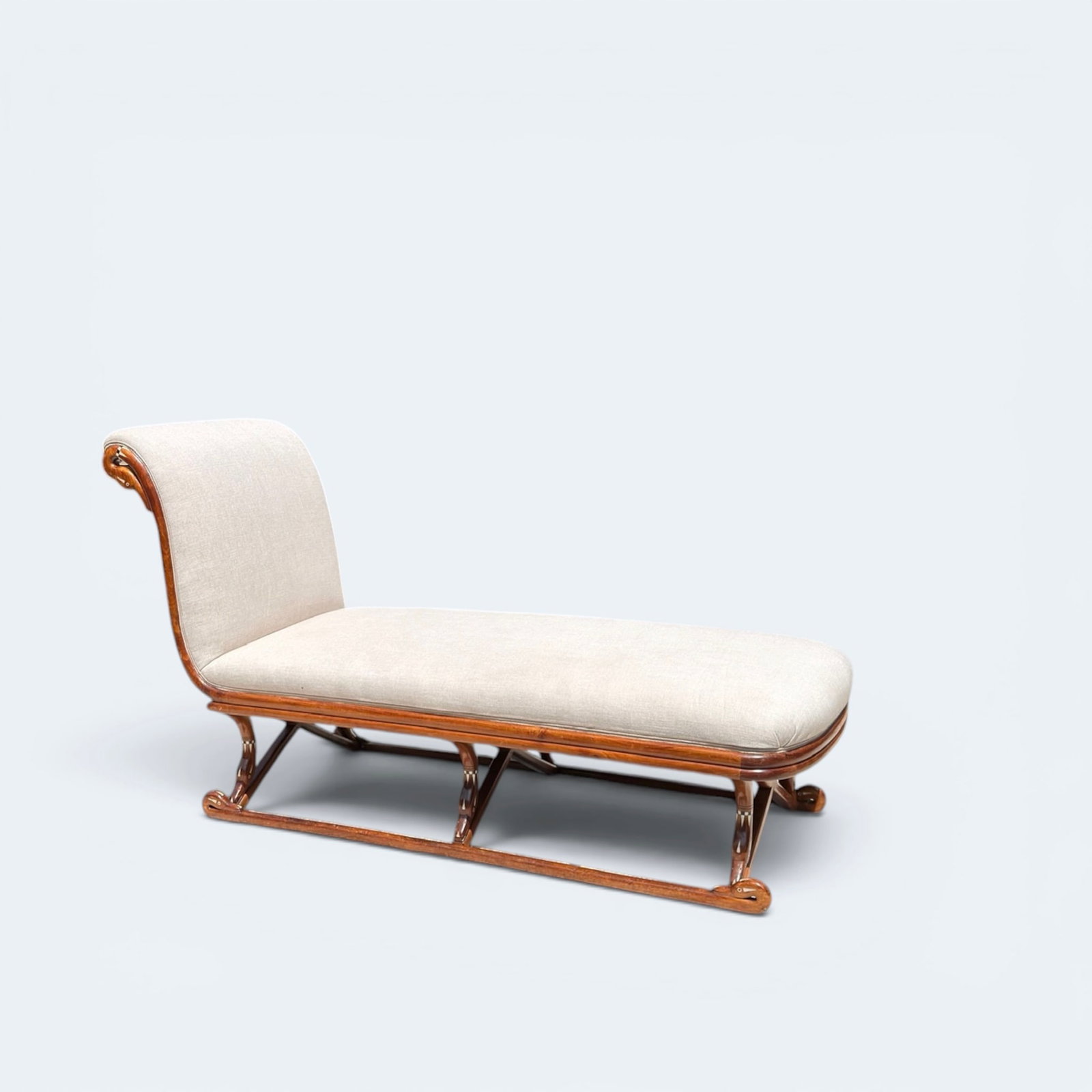 SLEIGH FORM RECAMIER with SWAN-CARVED BACK AND FEET (1 of 12)