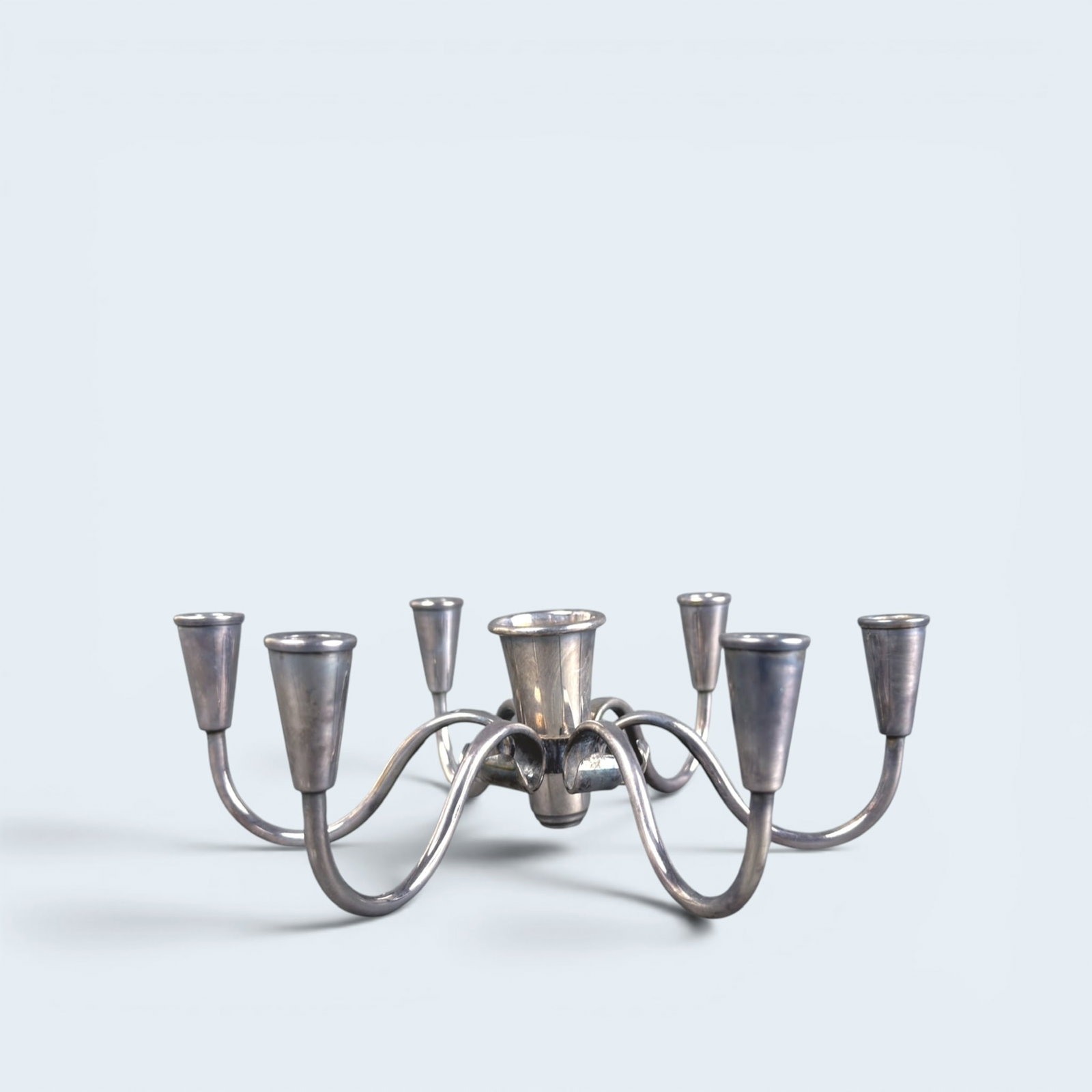 DENMARK SILVER PLATE CANDELABRA WITH SNUFTER (1 of 7)