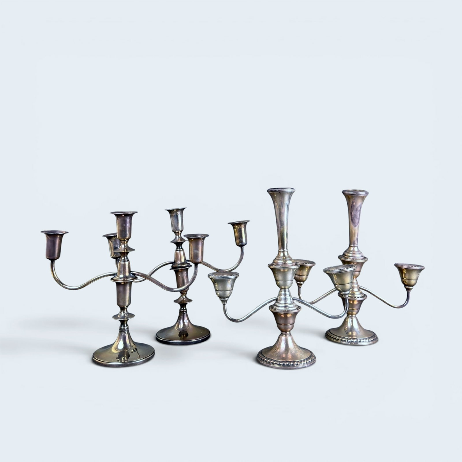 WEIGHTED STERLING CANDELABRAS (2 PAIR) (1 of 17)