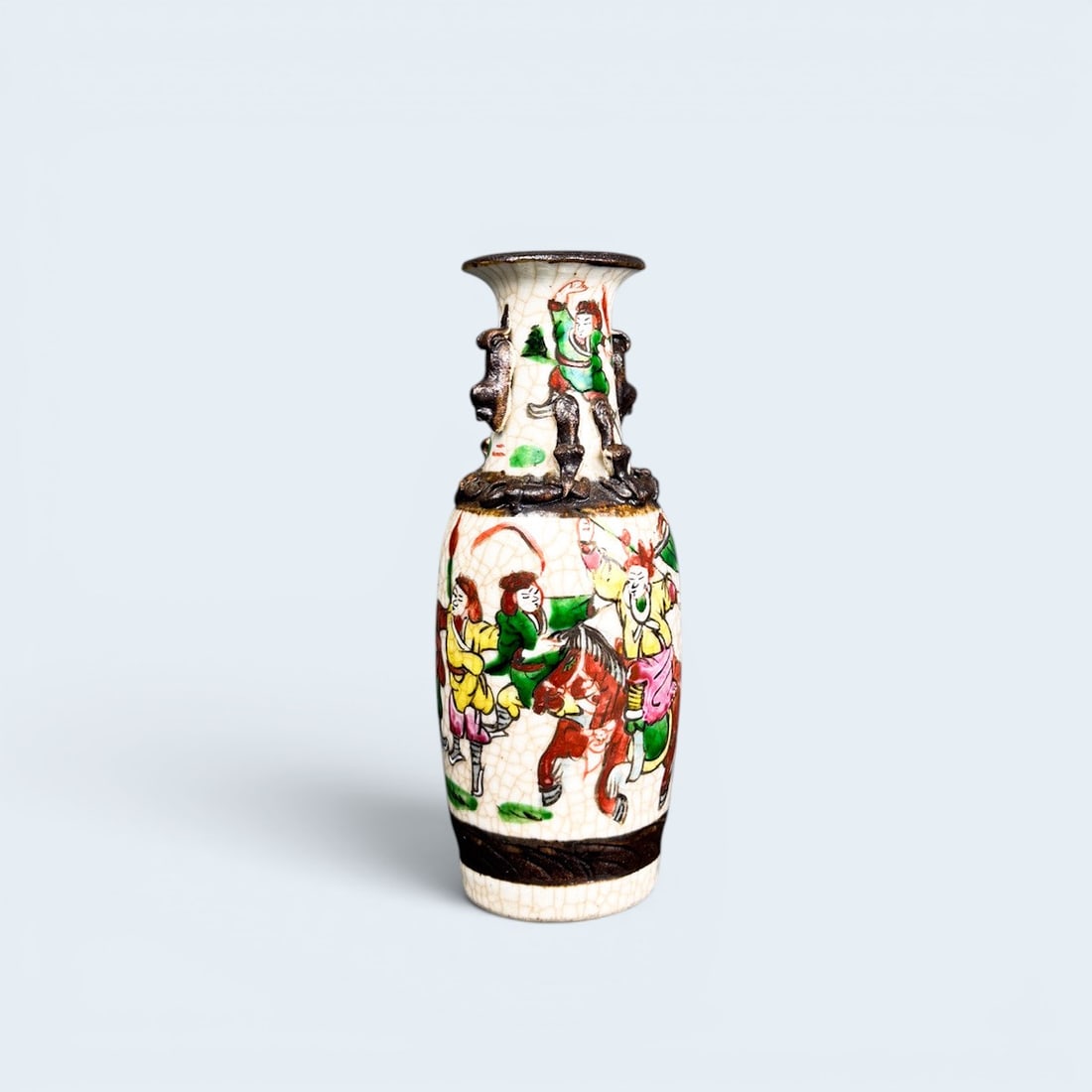 ANTIQUE CHINESE NANJING CRACKLE GLAZE VASE: 7 3/4" h x 3 1/2" dia
