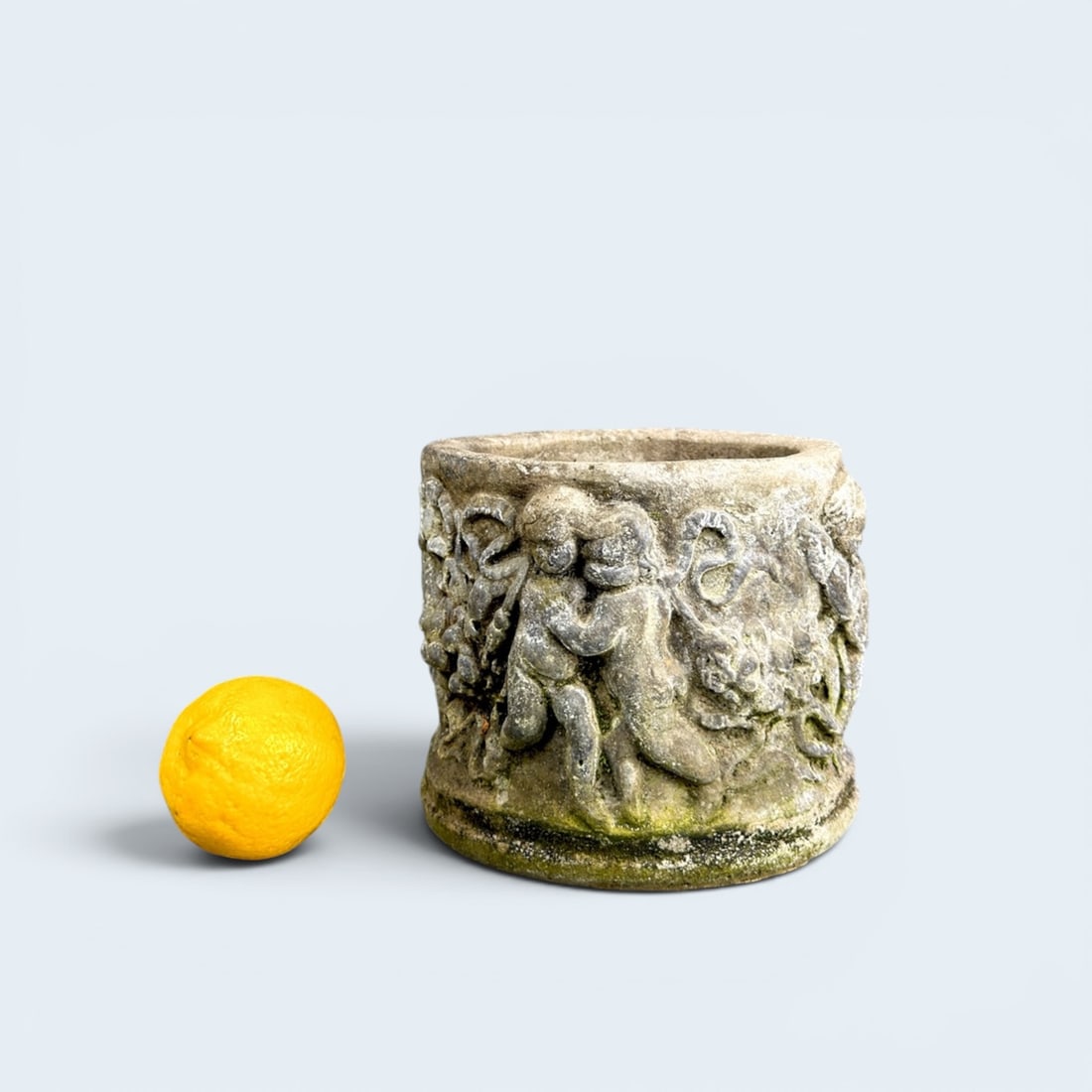ANTIQUE CHERUB CAST STONE PLANTER (1 of 6)