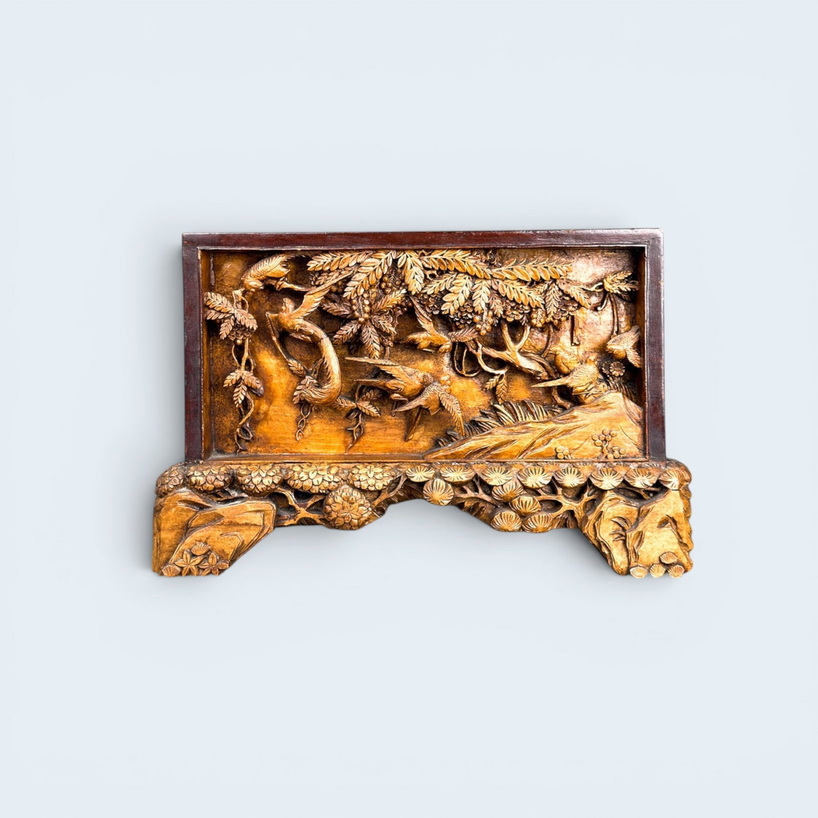 CHINESE CARVED WOOD TABLE SCREEN (1 of 8)