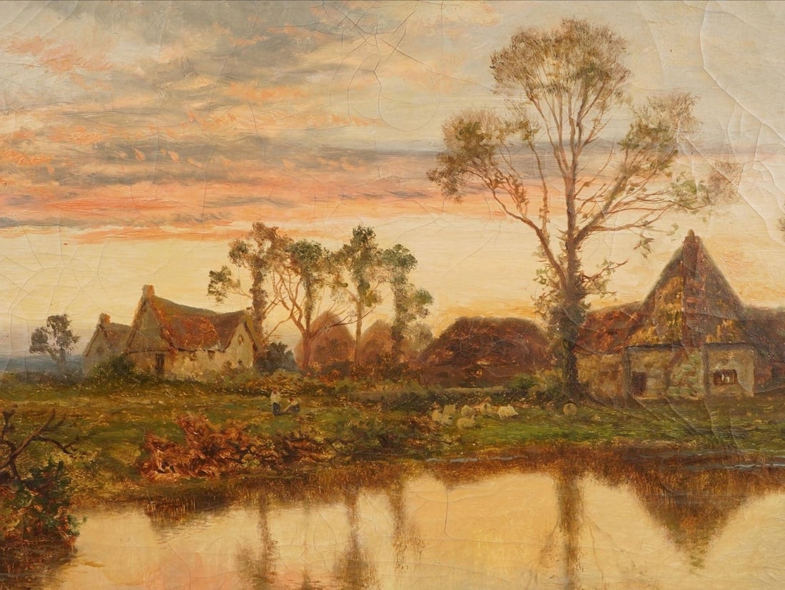 DANIEL SHERRIN, ENGLISH Untitled LANDSCAPE, OIL on CANVAS: Daniel Sherrin, English, 1868 to 1940, Oil painting on canvas depicting a rural landscape. Signed lower left. Framed. Daniel Sherrin is an English painter, known for landscapes, village scenes, seasca