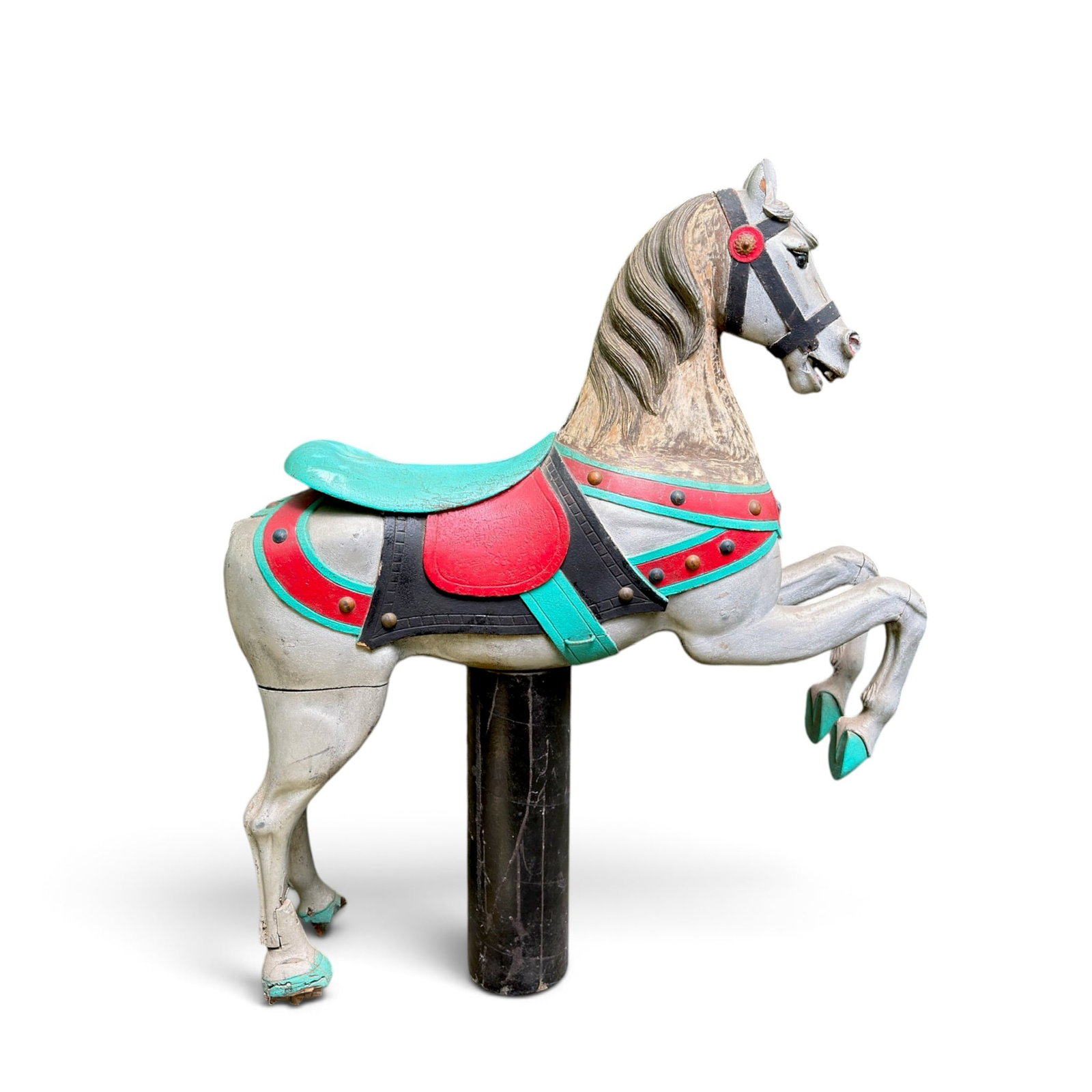 (Early 20th c) CARVED and PAINTED CAROUSEL HORSE (1 of 17)