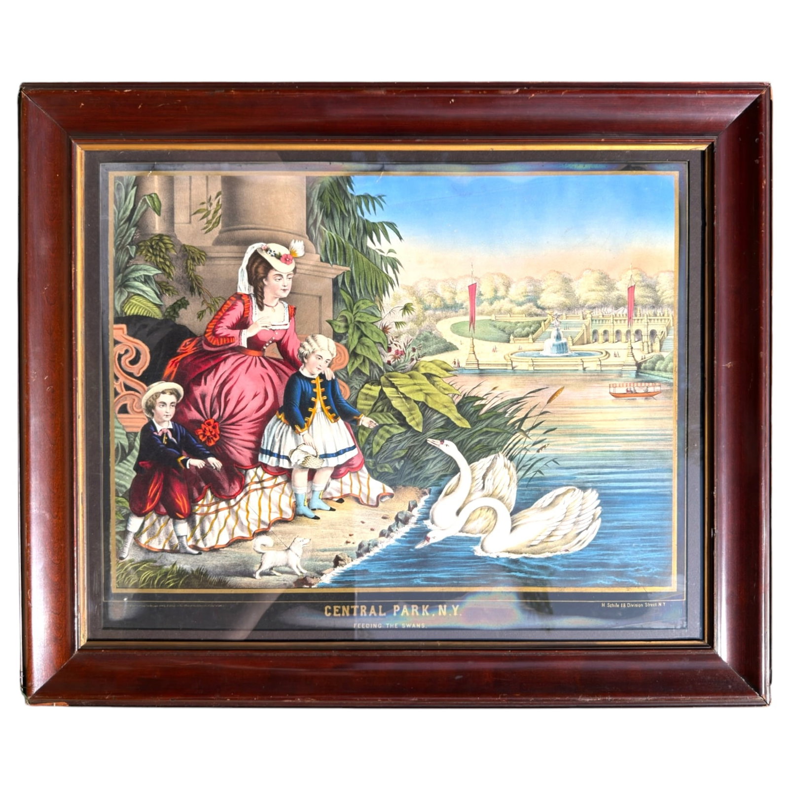 1874 NEW YORK CENTRAL PARK / FEEDING THE SWANS (1 of 8)