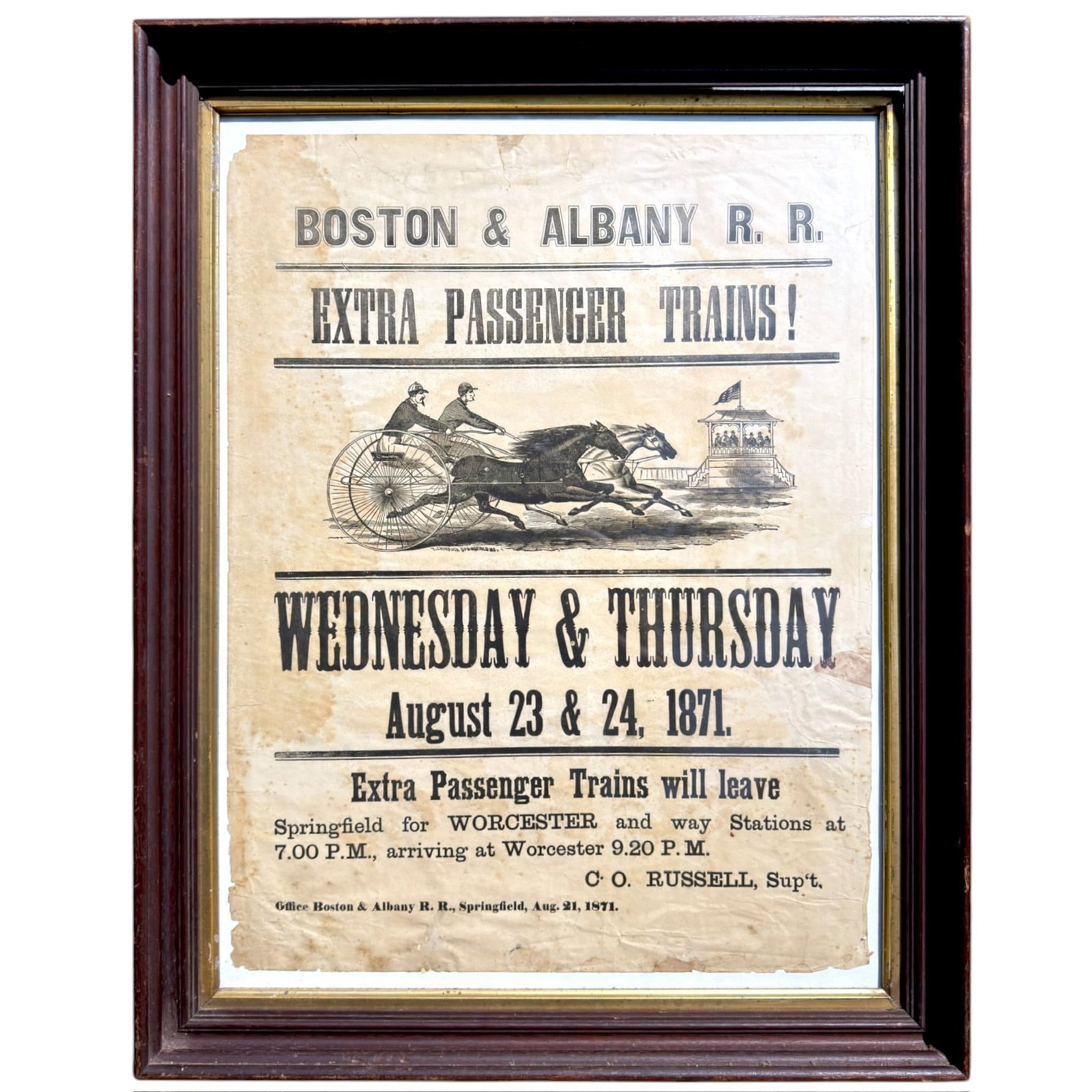 1871 BOSTON & ALBANY RAILROAD BROADSIDE (1 of 5)