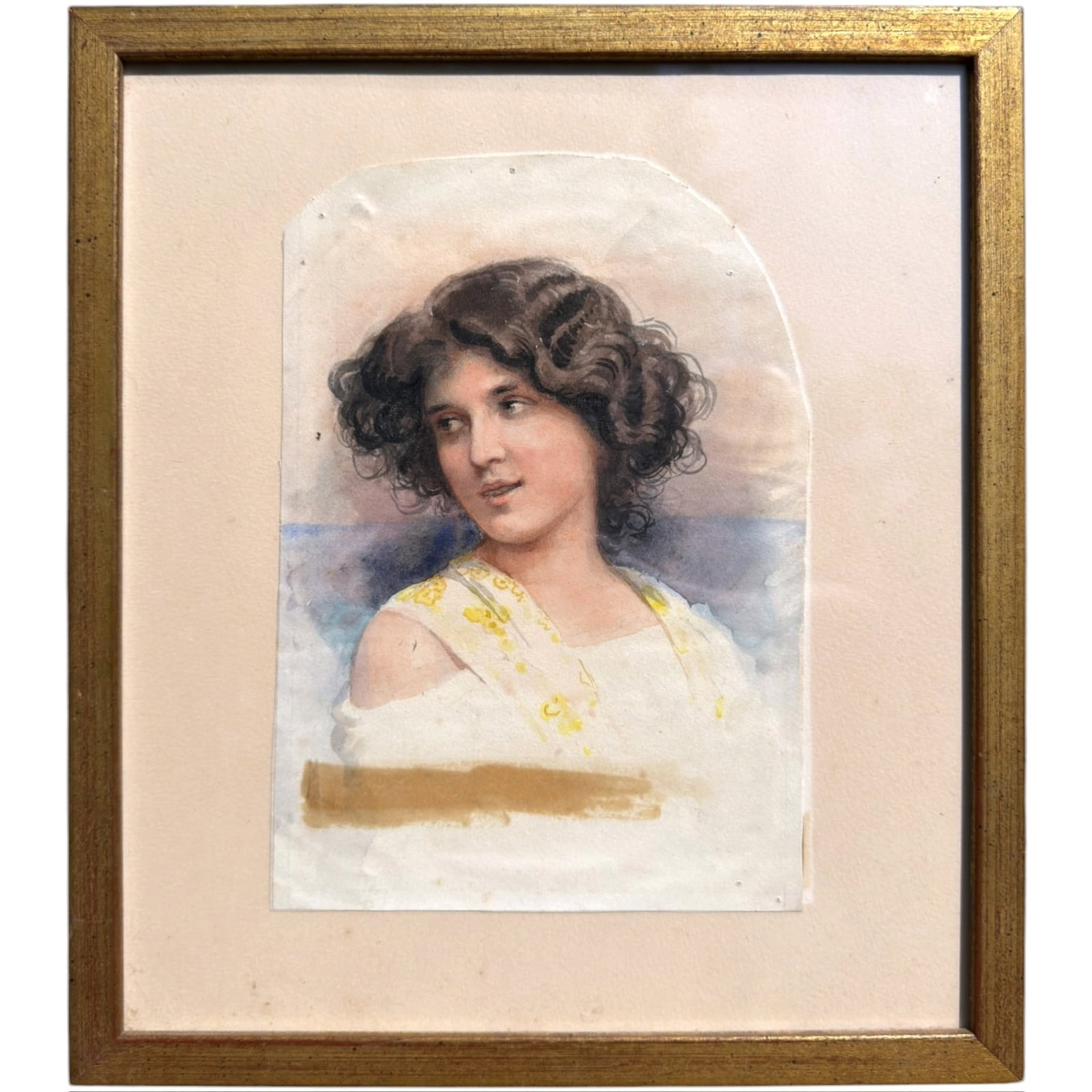 (19th / 20th c) WATERCOLOR of a YOUNG BEAUTY (1 of 6)