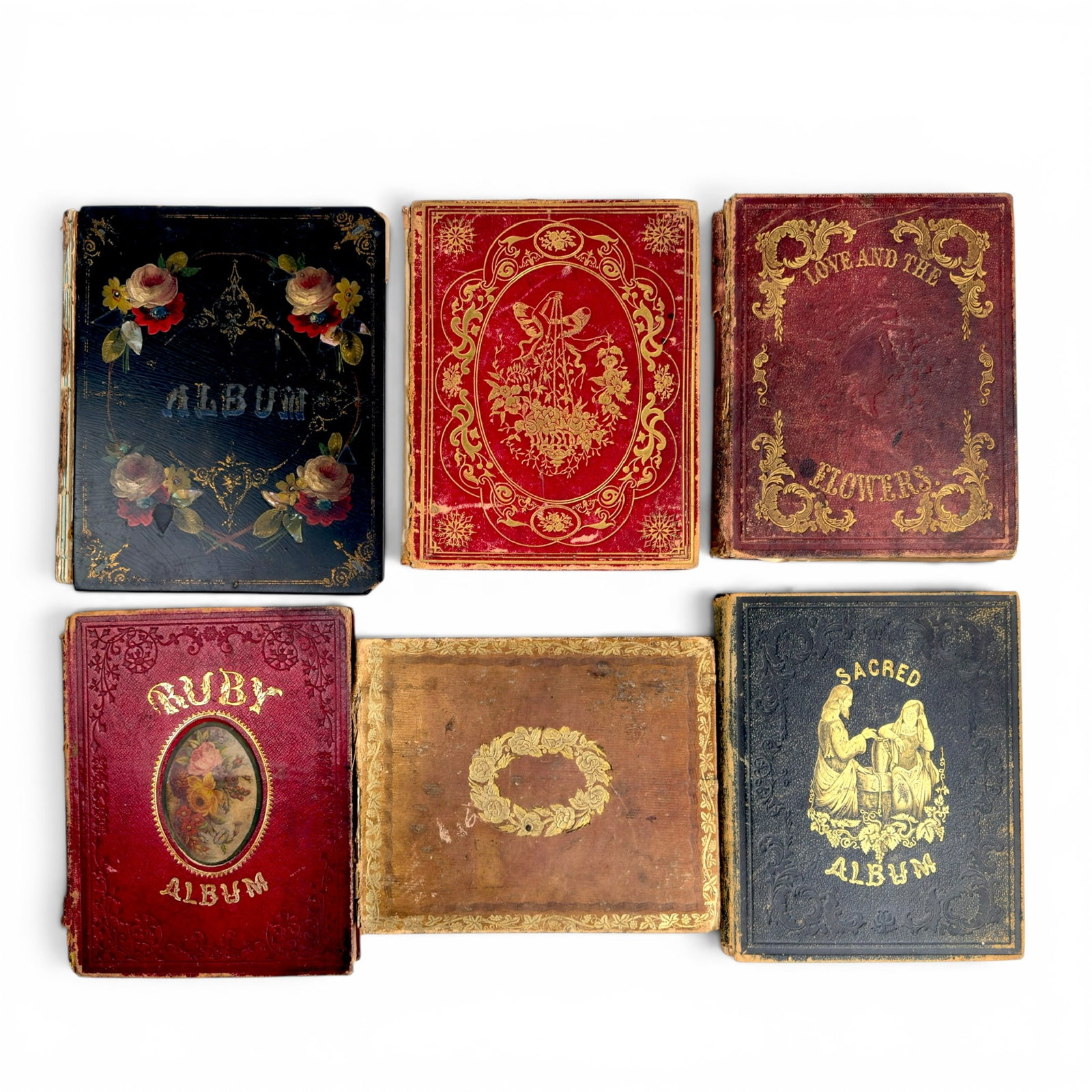 (6) FRIENDSHIP ALBUMS and AUTOGRAPH BOOKS c1880