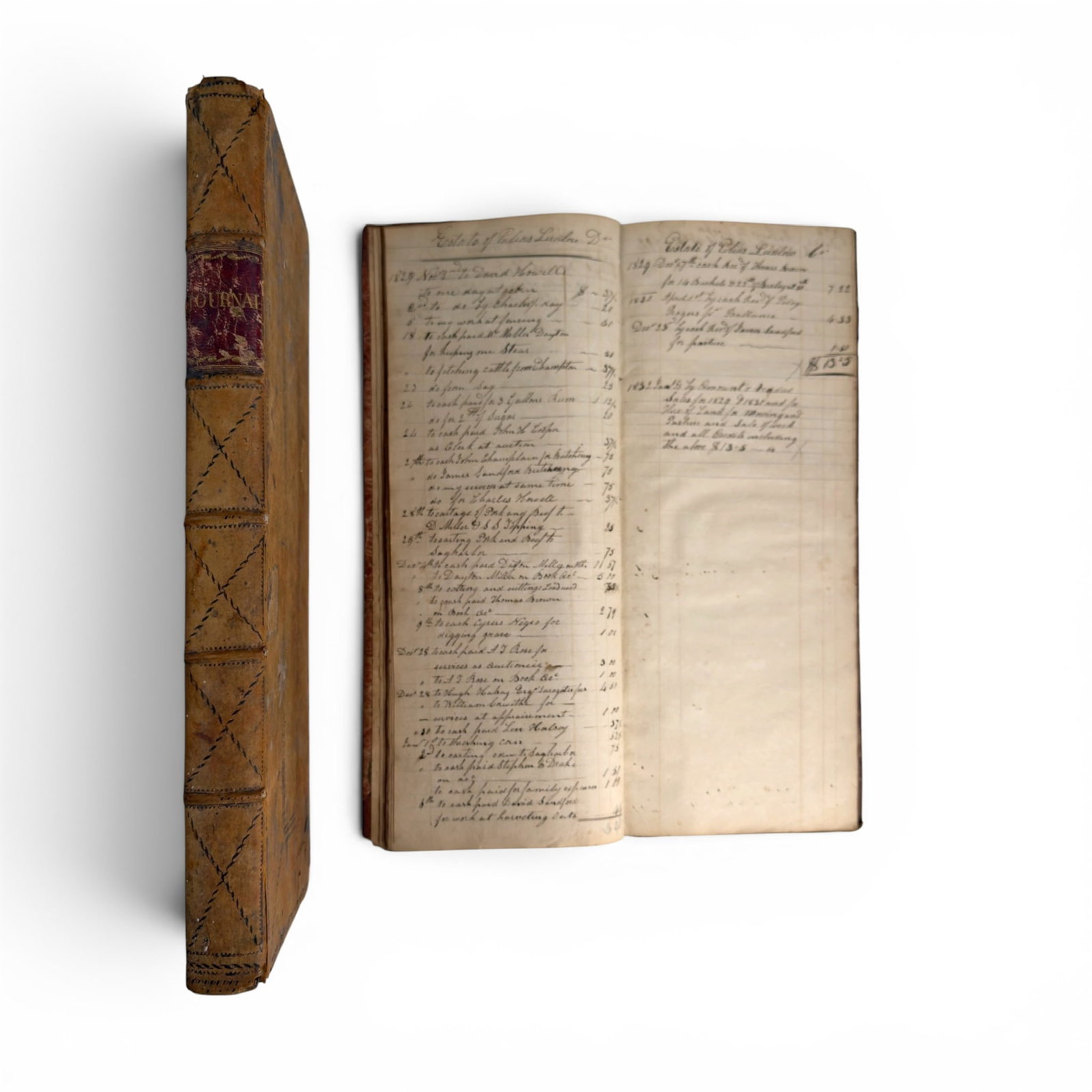 TWO (19th c) ACCOUNT BOOKS for FARMING, DRY GOODS etc: David Howells Bridgehamton, Long Island 1822-1835 (majority left unused) and William Bristol Newark 1858-1872 (50 pages used)
