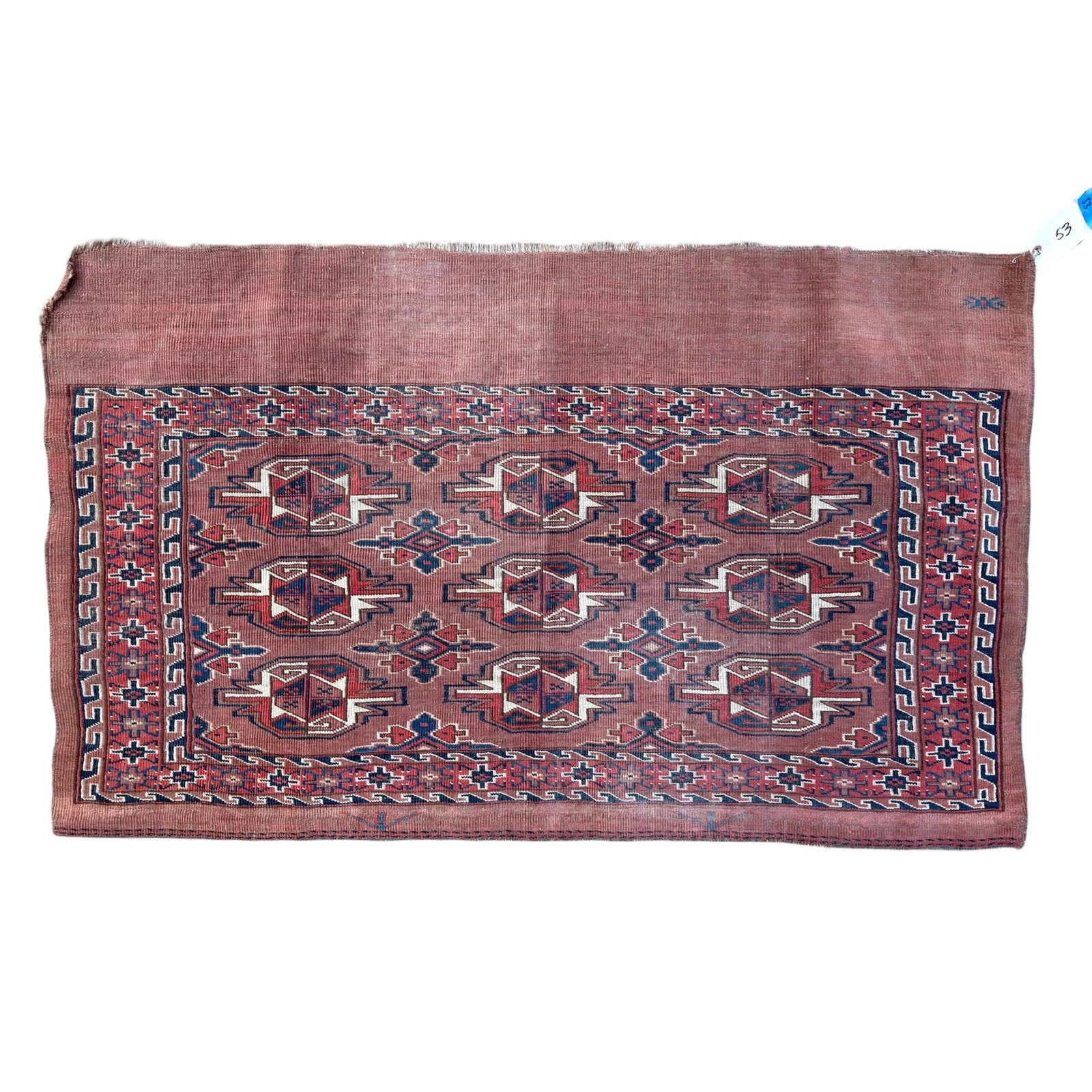 (Late 19th c) TURKMEN YOMUD RUG: 2'6" x 4'1"