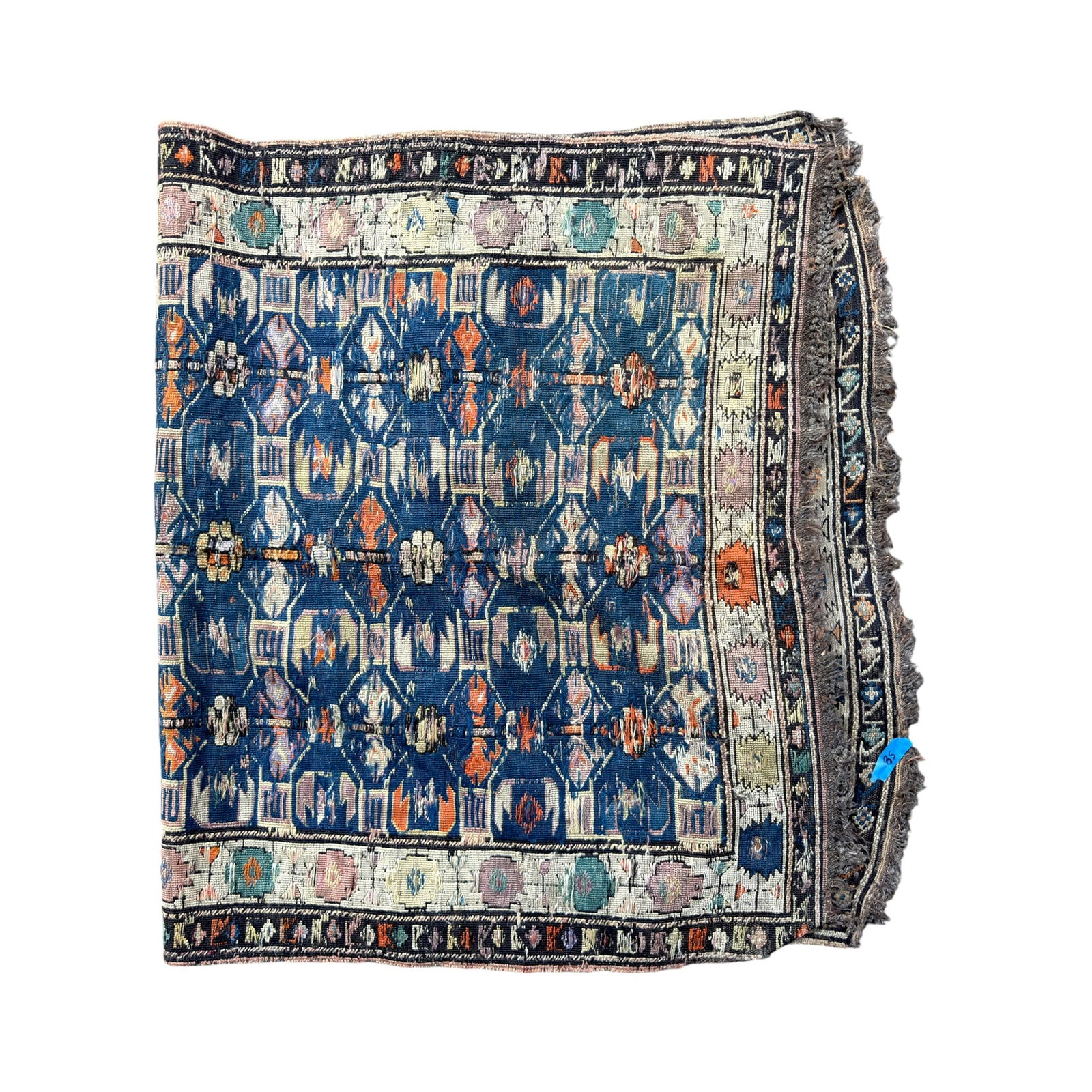 ANTIQUE FLAT WOVEN PERSIAN ORIENTAL SCATTER RUG: 5'1" x 3'1"