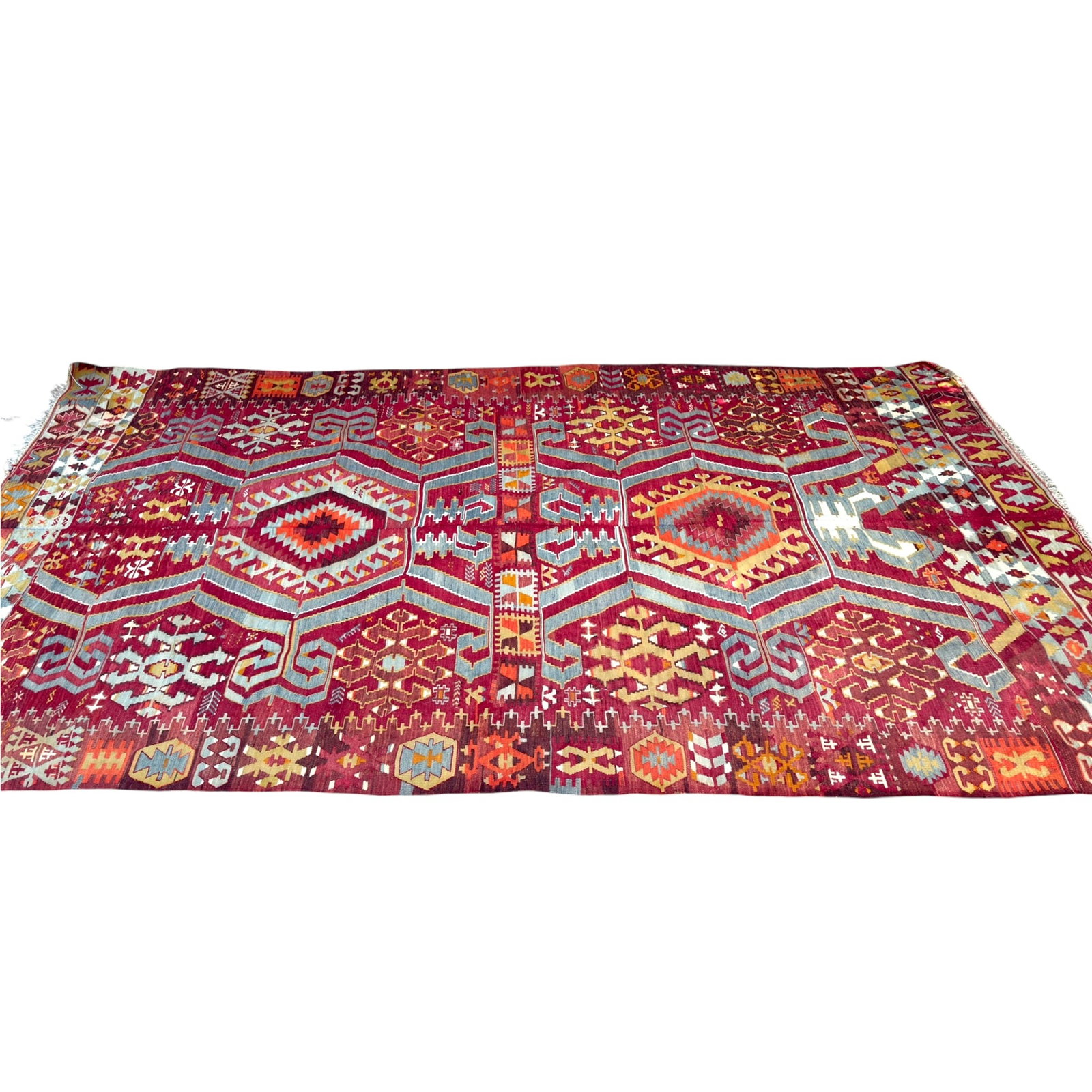 ANTIQUE TURKISH KILIM HALL RUG: 10'6" x 5'7"