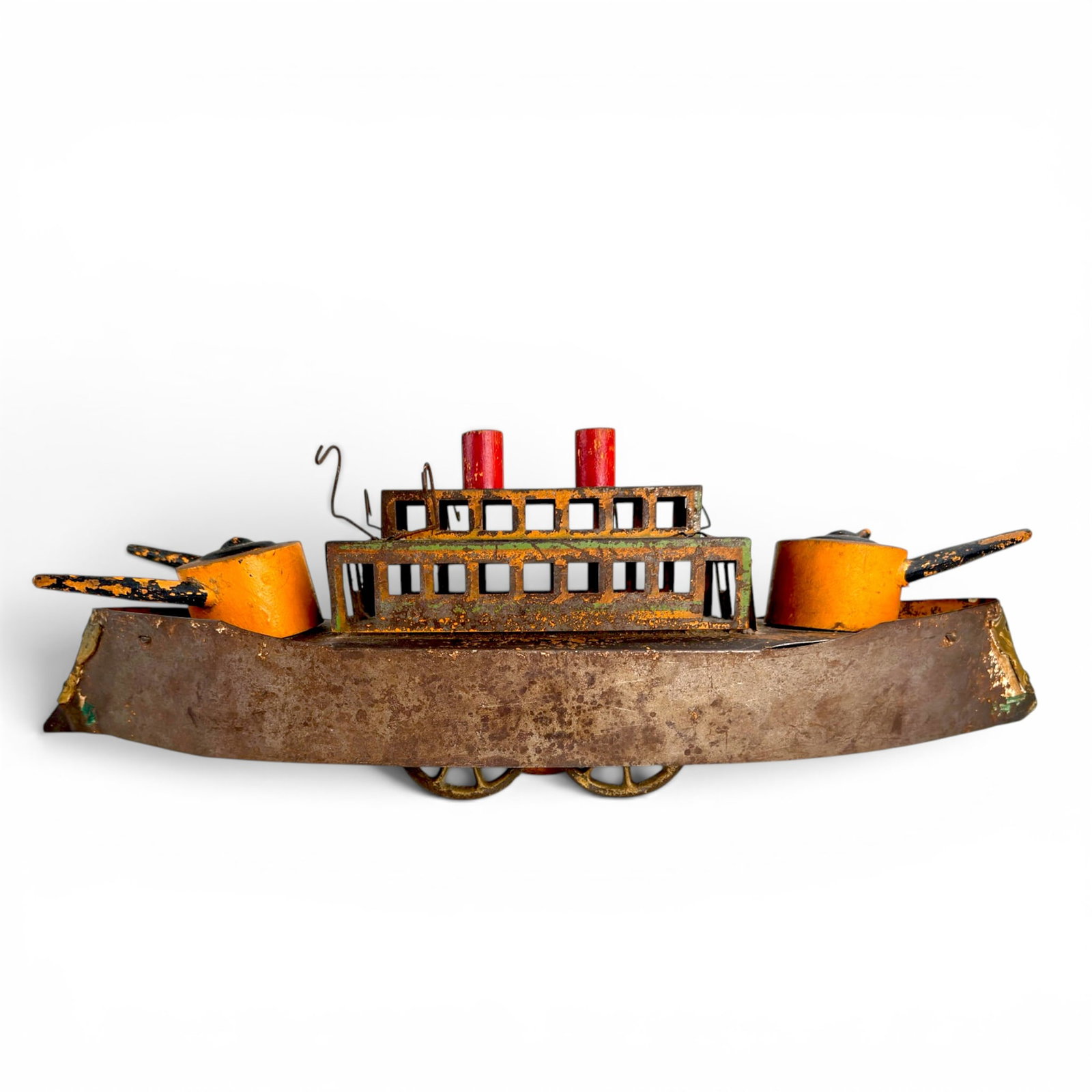 ANTIQUE PRESSED STEEL HILL CLIMBER TOY BATTLESHIP (1 of 12)