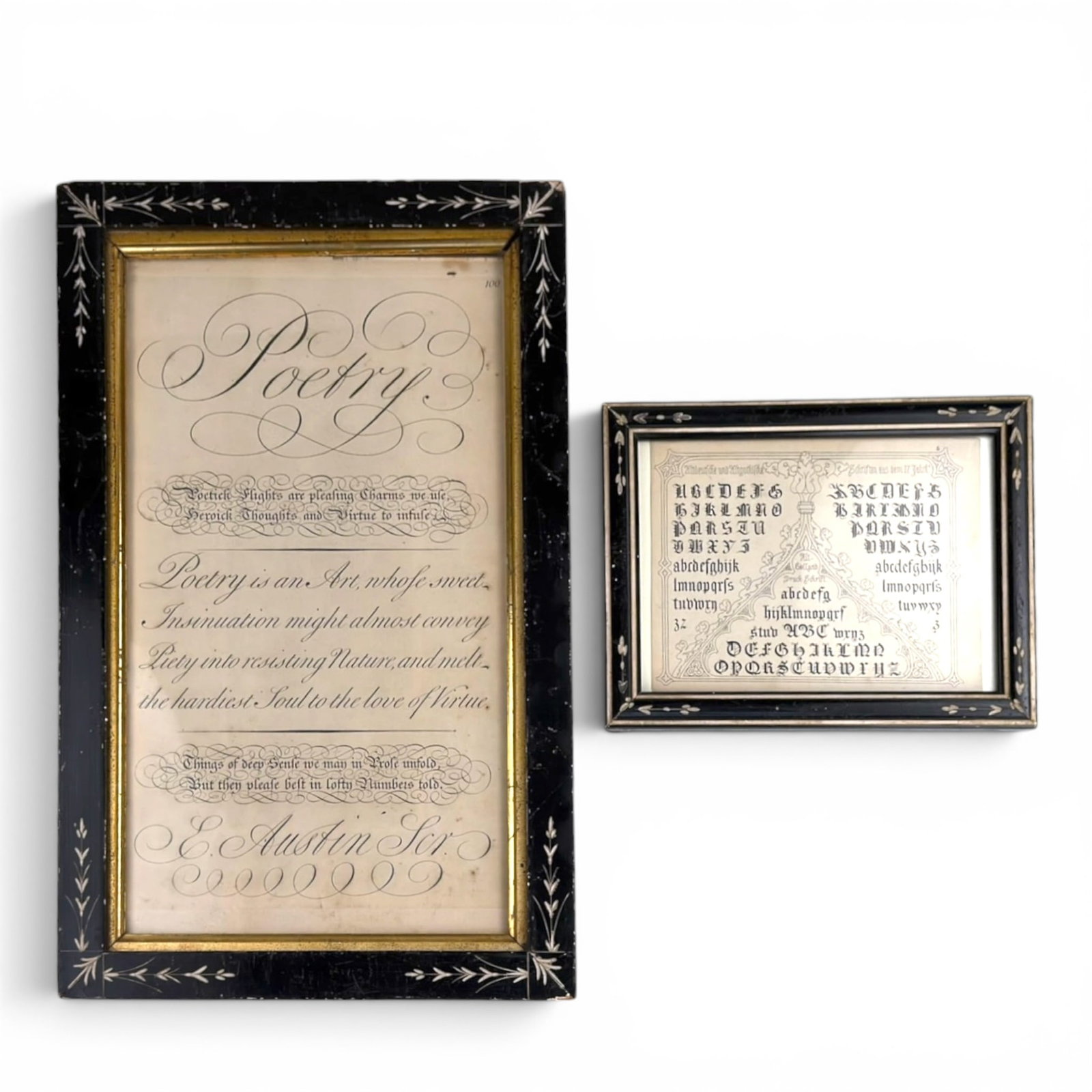 (2) FRAMED PENMANSHIP / CALLIGRAPHY EXAMPLES (1 of 6)
