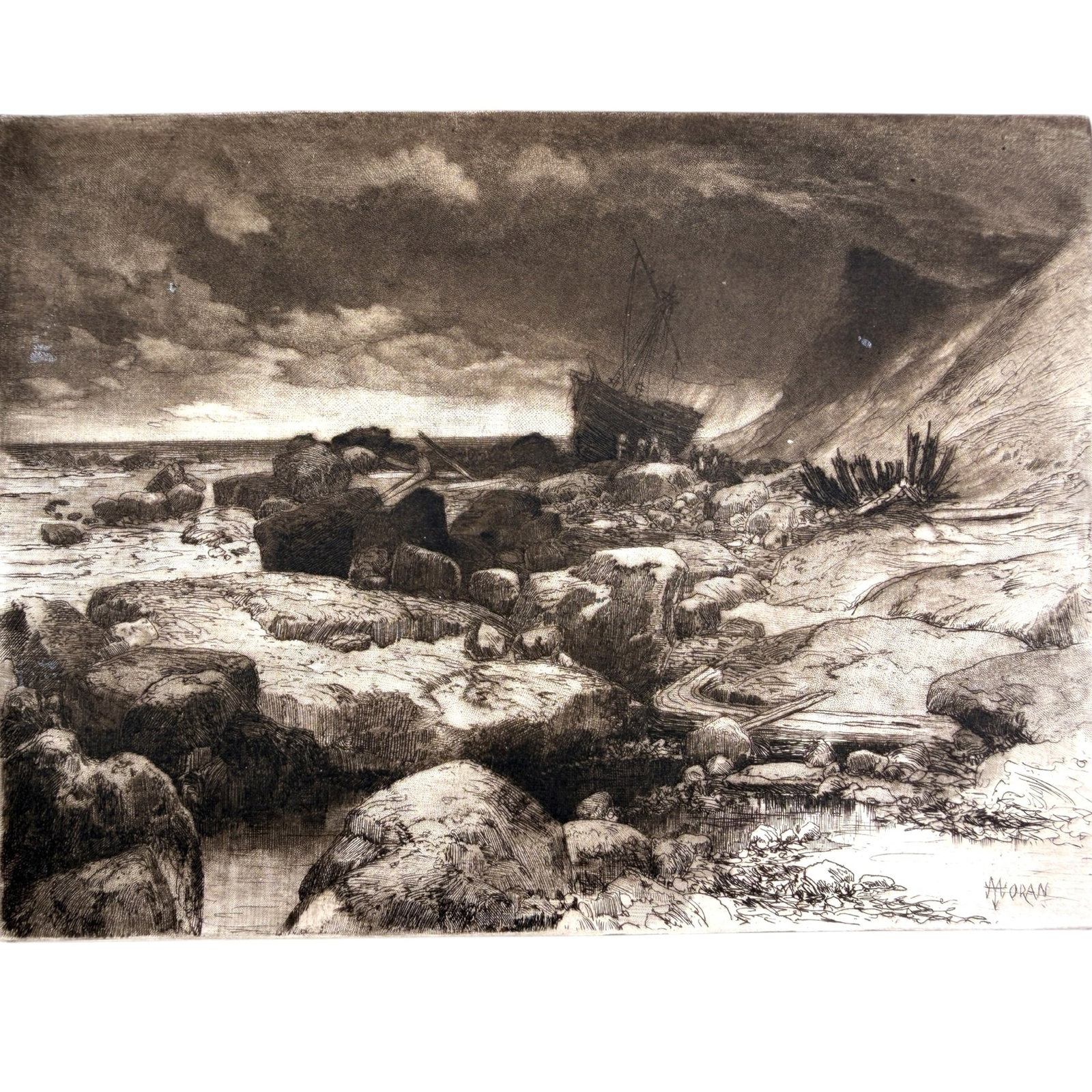 THOMAS MORAN (1837-1926) A Wreck – Montauk (1 of 6)