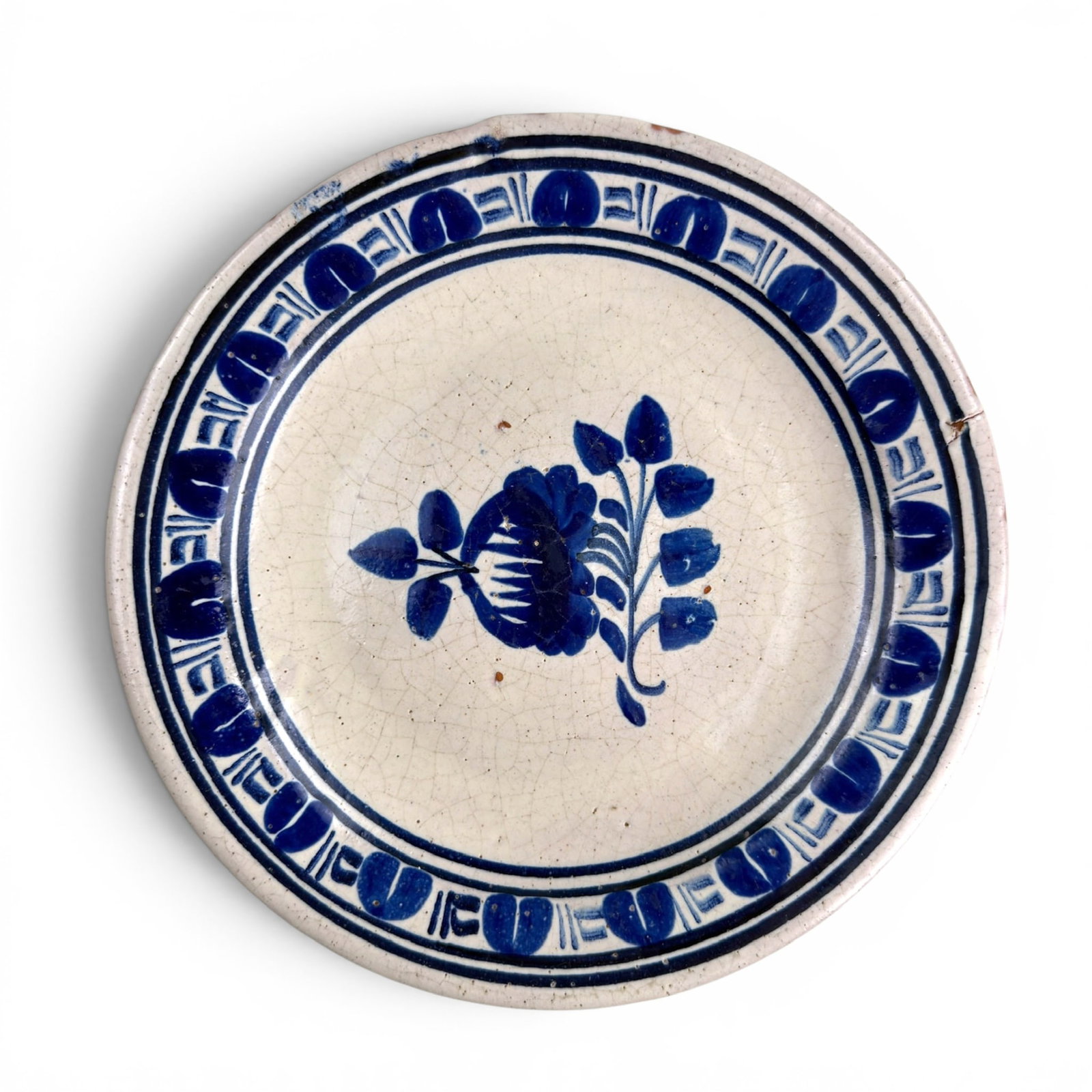 (18th / 19th c) CONTINENTAL TIN-GLAZED FAIENCE PLATE (1 of 3)