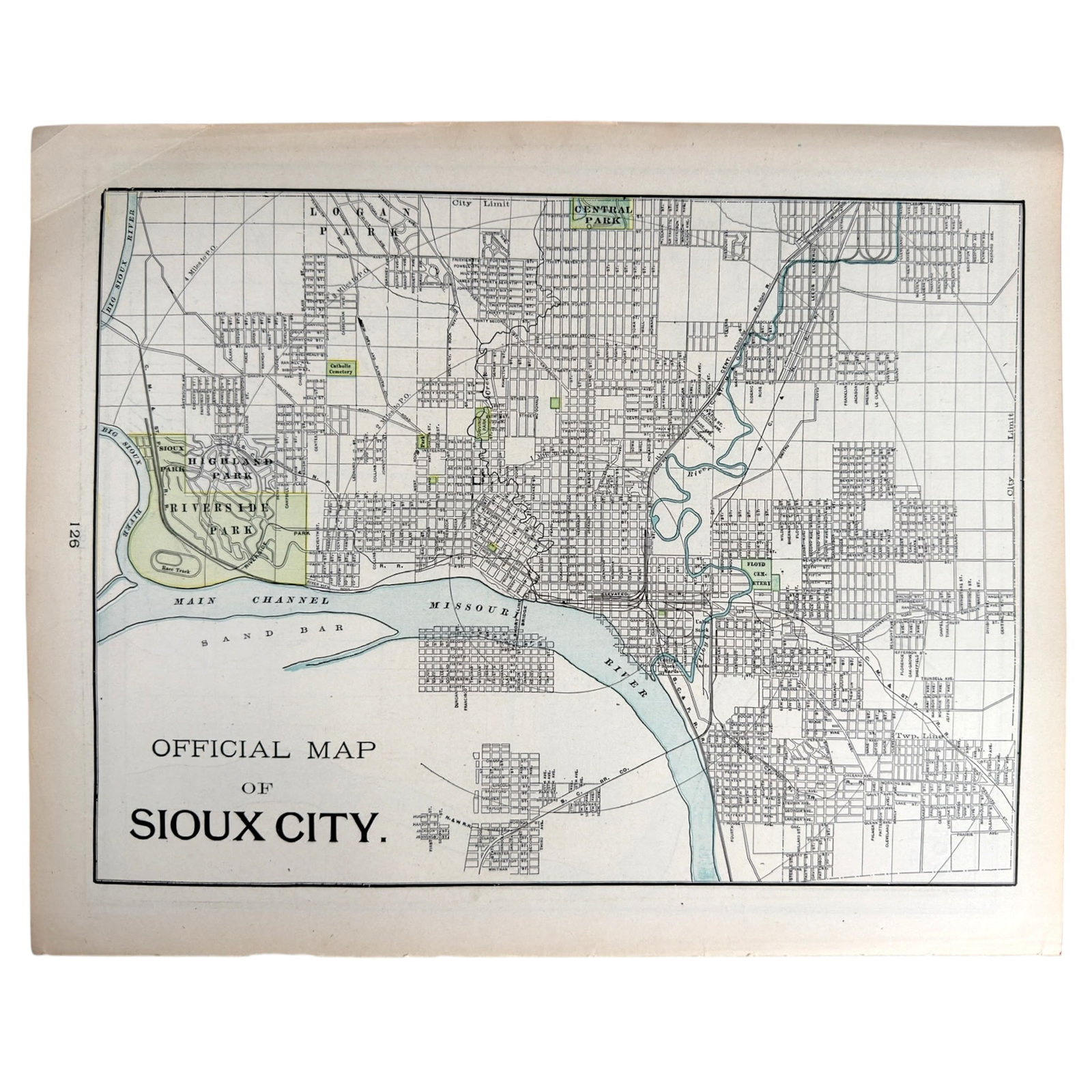 (Late 19th c) MAP of SIOUX CITY and COUNCIL BLUFFS, IOWA (1 of 4)