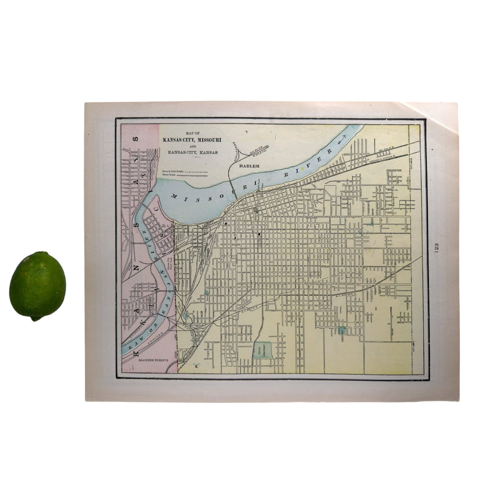 (Late 19th c) MAP of KANSAS CITY MISSOURI & KC KANSAS (1 of 5)