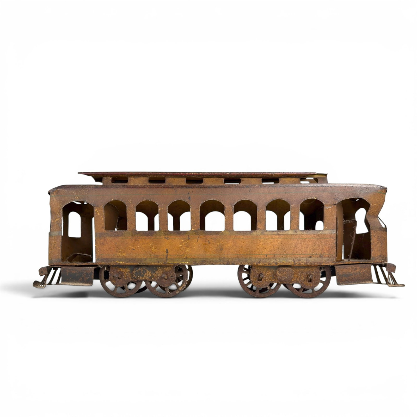 LARGE (Early 20th c) PRESSED STEEL TROLLEY TRAIN (1 of 11)