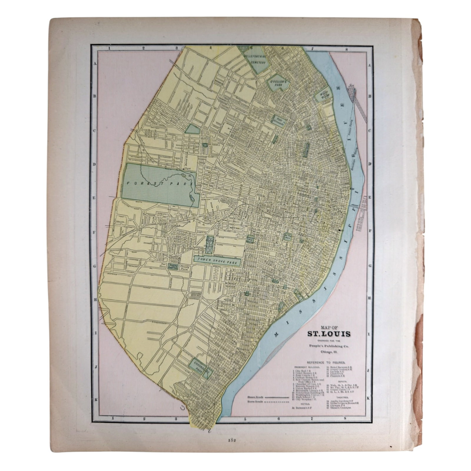 1880s MAP of ST. LOUIS, MISSOURI (1 of 7)
