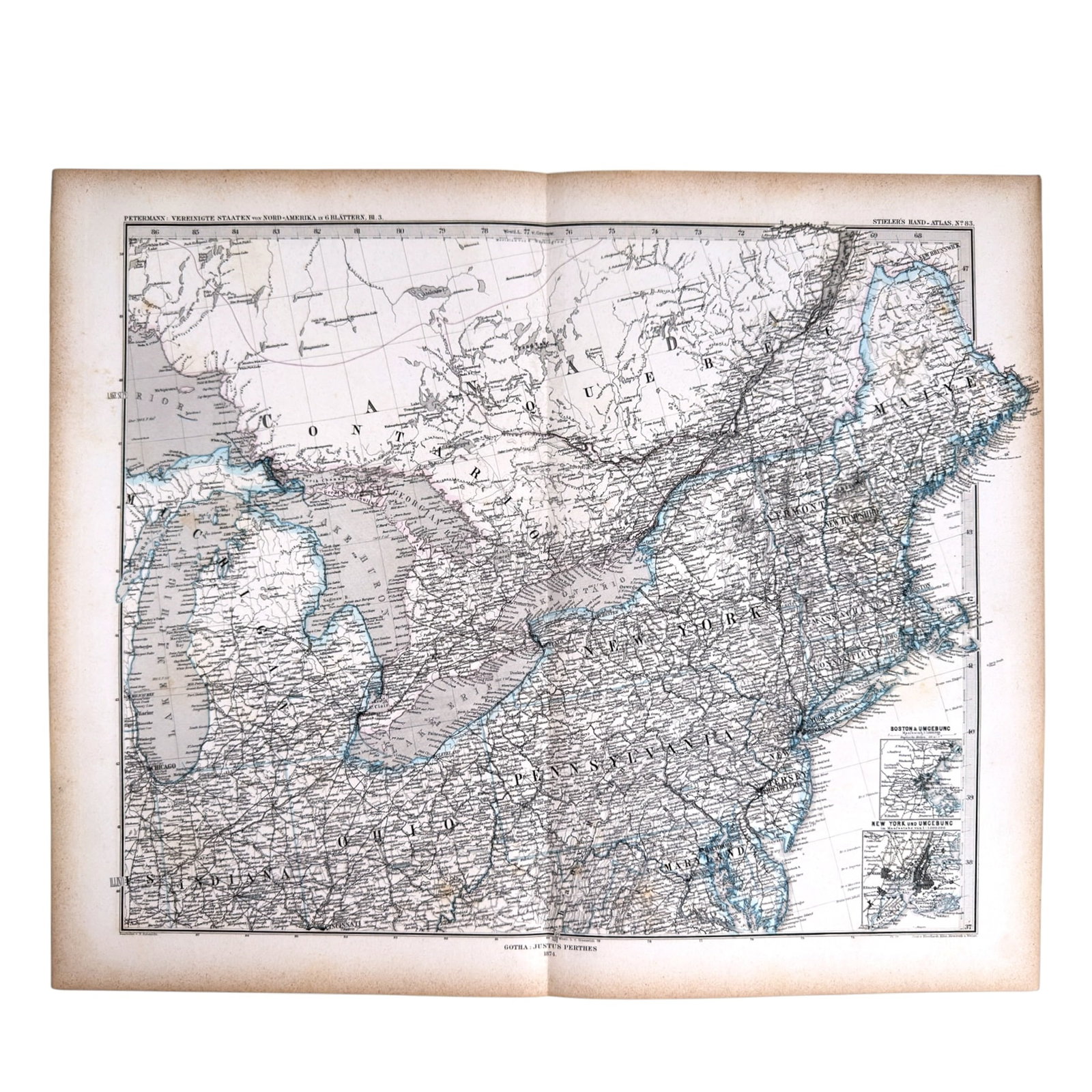 1874 MAP of the NORTHEAST UNITED STATES (1 of 7)