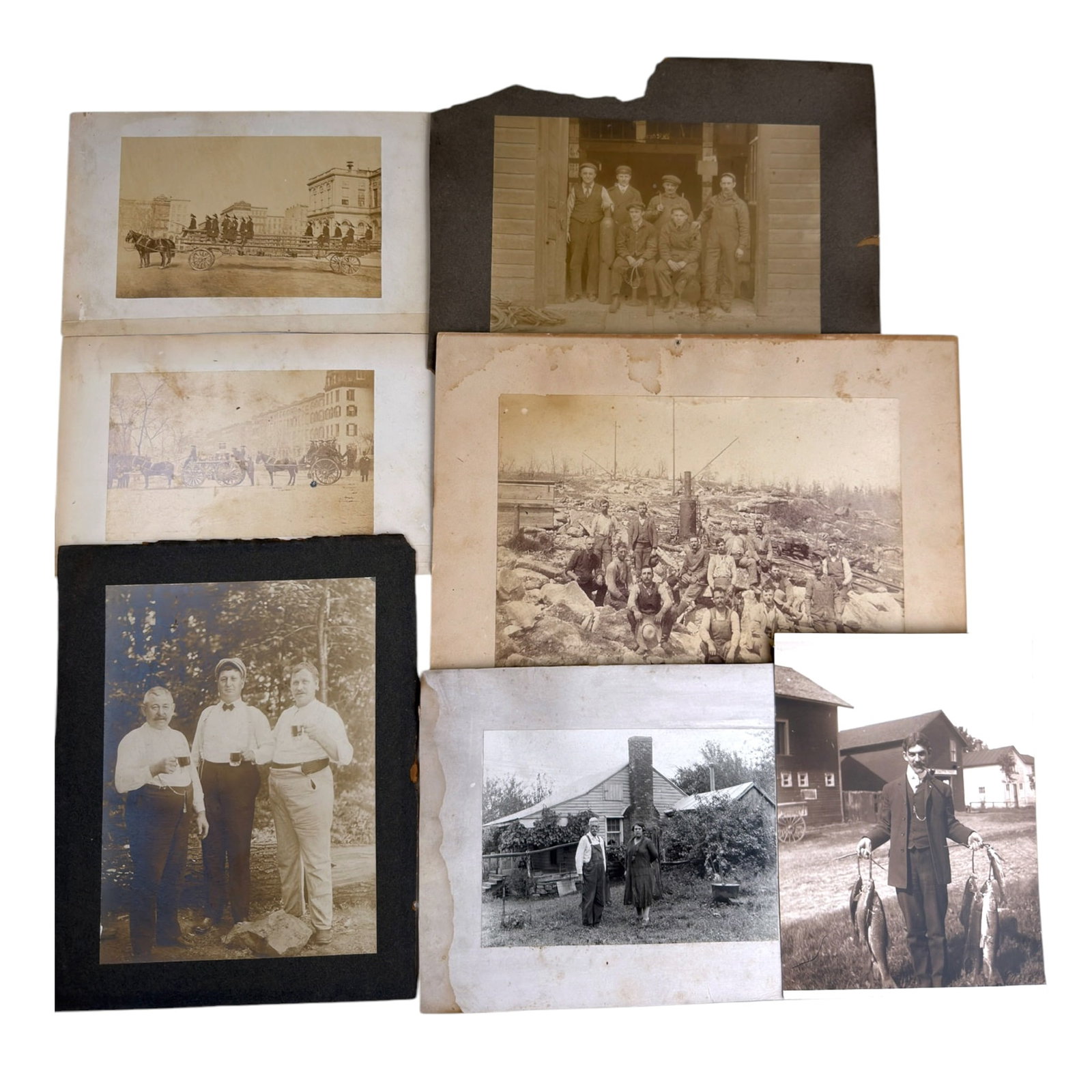 GROUP of OCCUPATIONAL ALBUMEN PRINTS / FIREFIGHTING / FISHING (1 of 9)