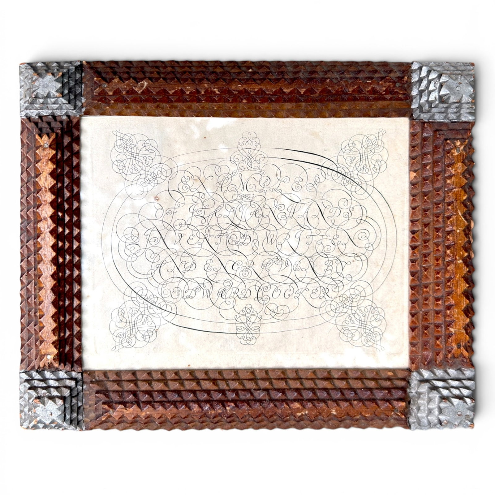 PRINT of CALLIGRAPHY PRESENTED in a TRAMP ART FRAME (1 of 4)