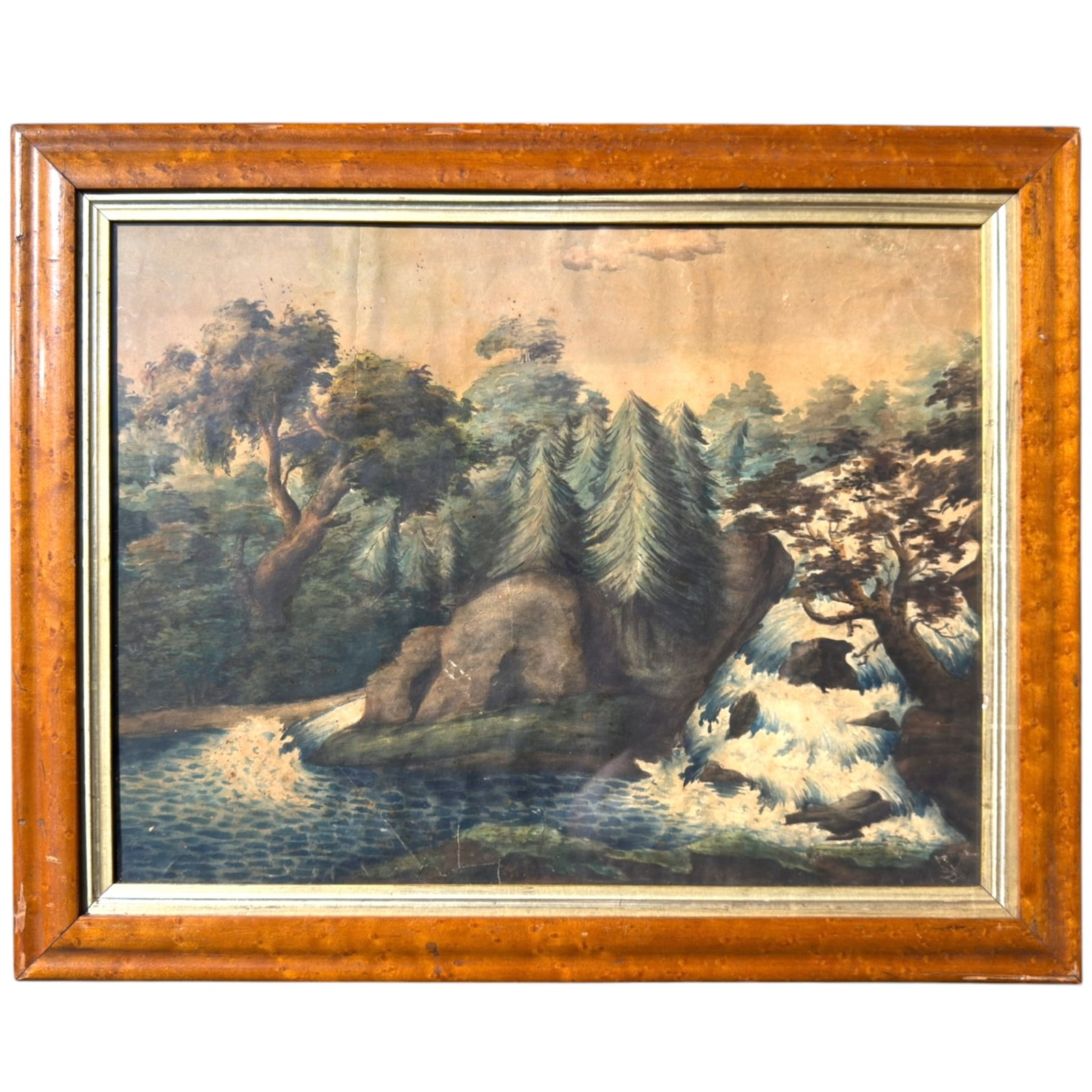 (19th c) AMERICAN FOLK ART WATERCOLOR (1 of 6)
