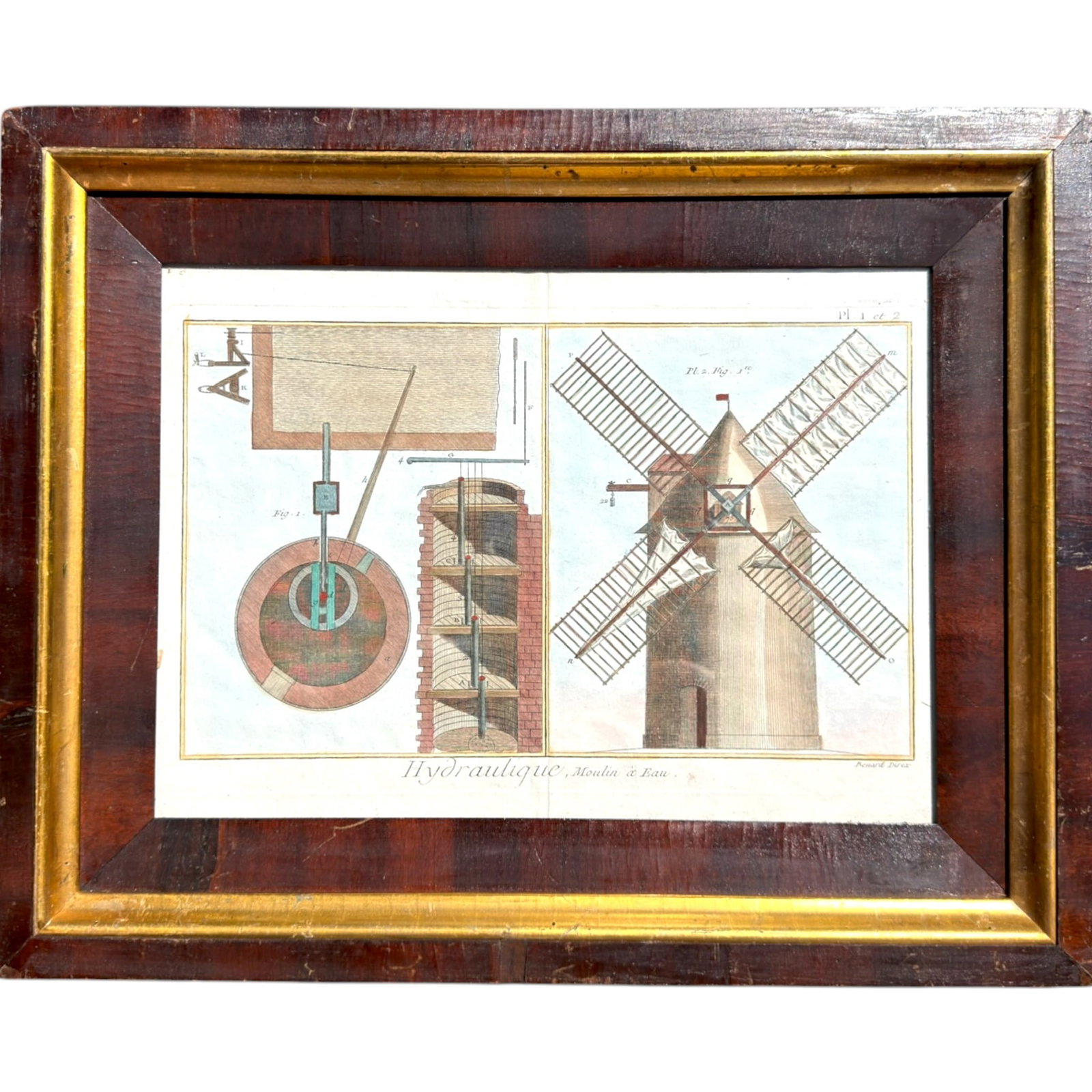 (18th c) HYDRAULIQUE, MOULIN A EAU by ROBERT BENARD (1 of 8)