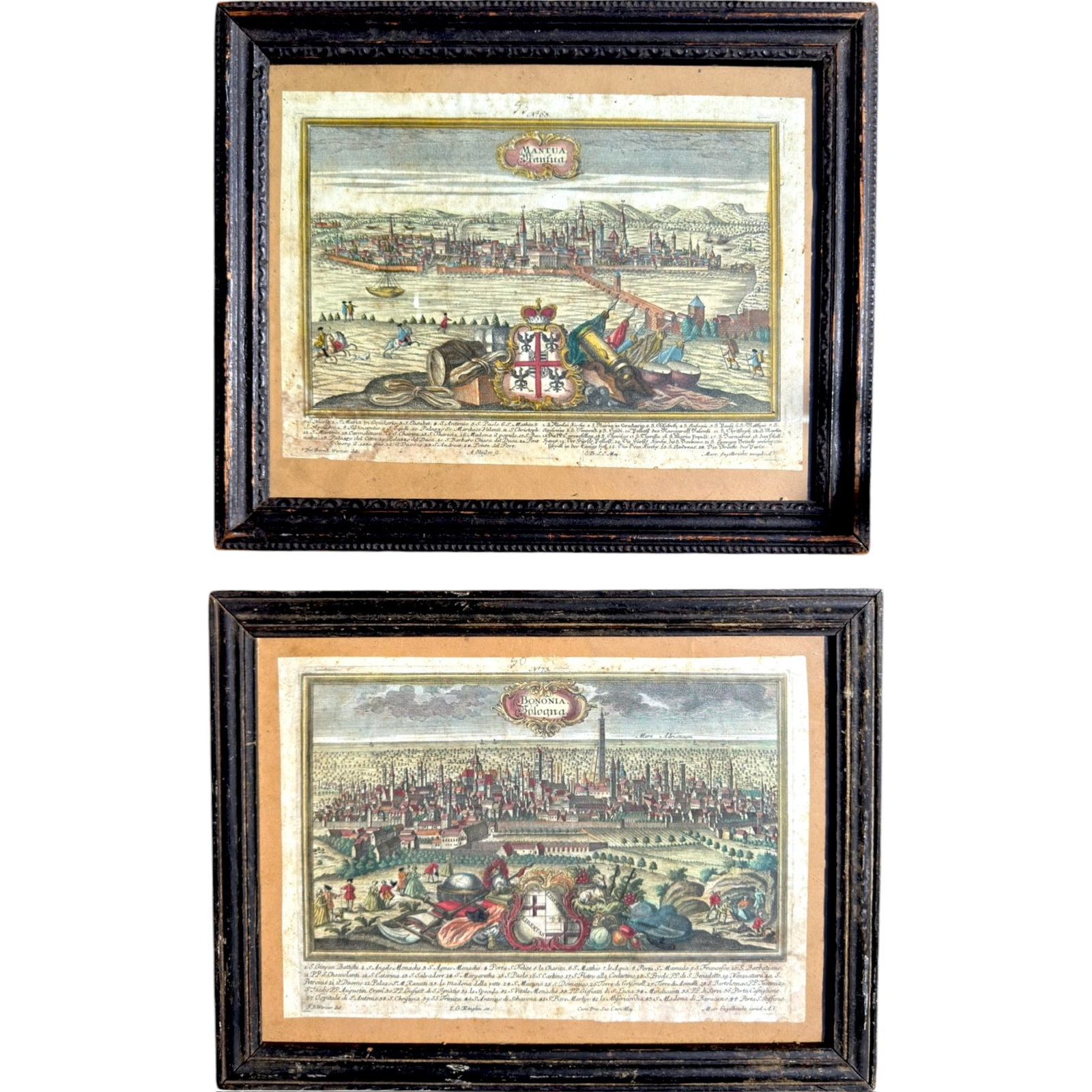 1740 HAND COLORED ETCHINGS of MANTUA & BOLOGNA (1 of 14)