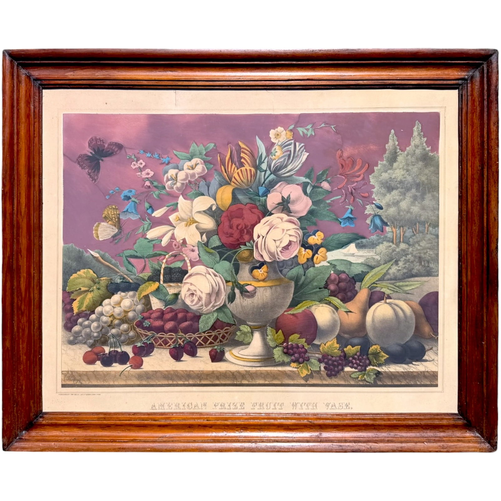 (19th c) THOMAS KELLY – AMERICAN PRIZE FRUIT WITH VASE (1 of 8)