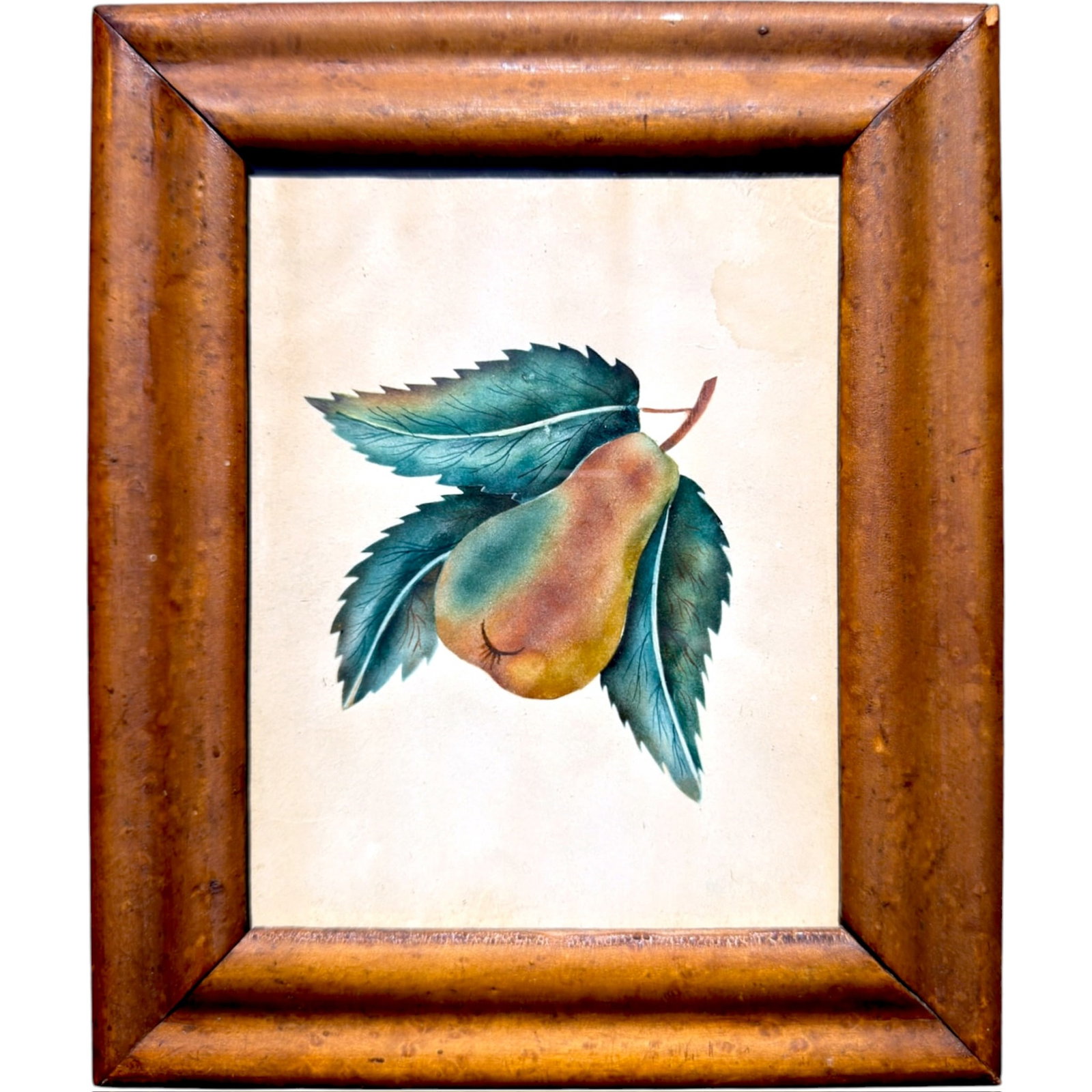 (19th c) FRAMED WATERCOLOR of a PEAR (1 of 4)