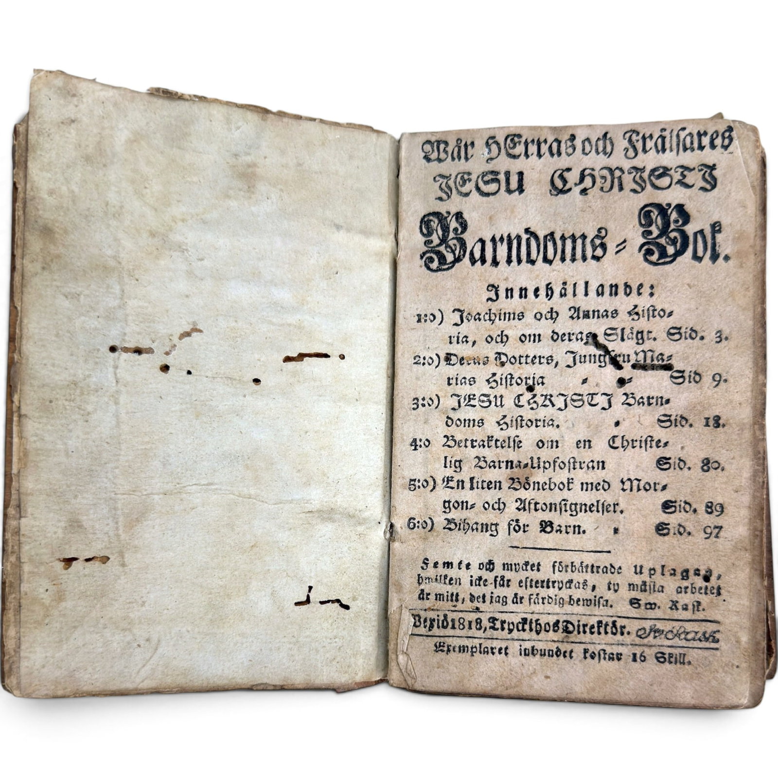 1818 SWEDISH IMPRINT- OUR LORD & SAVIOR JESUS CHRIST