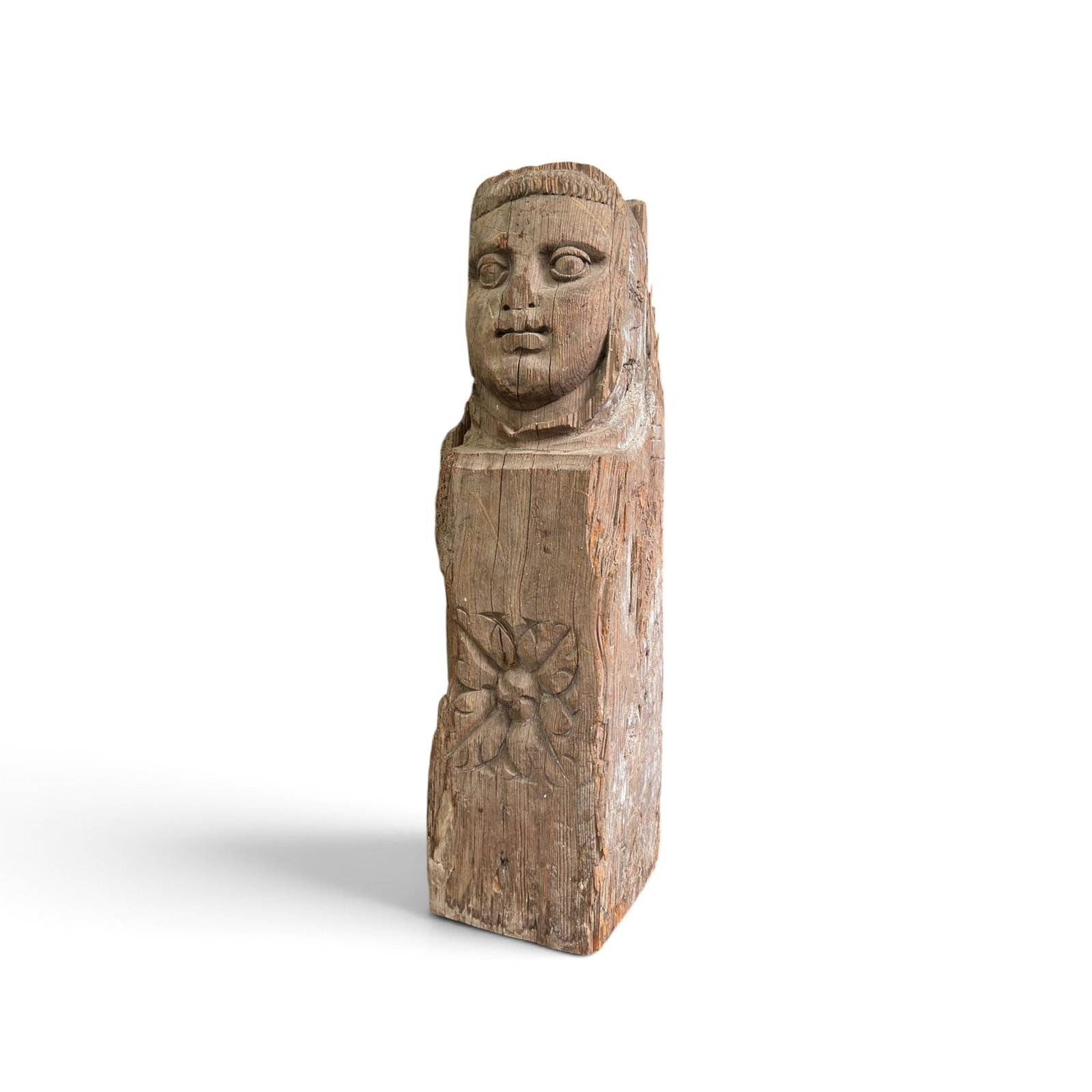Large FIGURAL CARVED WOODEN ARCHITECTURAL FRAGMENT (1 of 20)