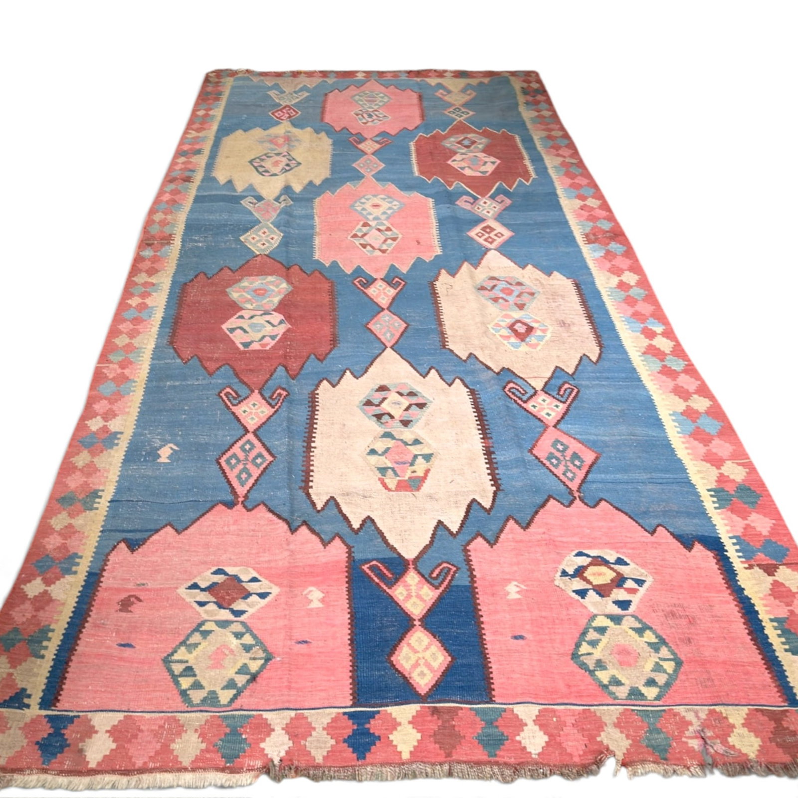 SEMI-ANTIQUE TURKISH KILIM ORIENTAL AREA RUG (1 of 19)