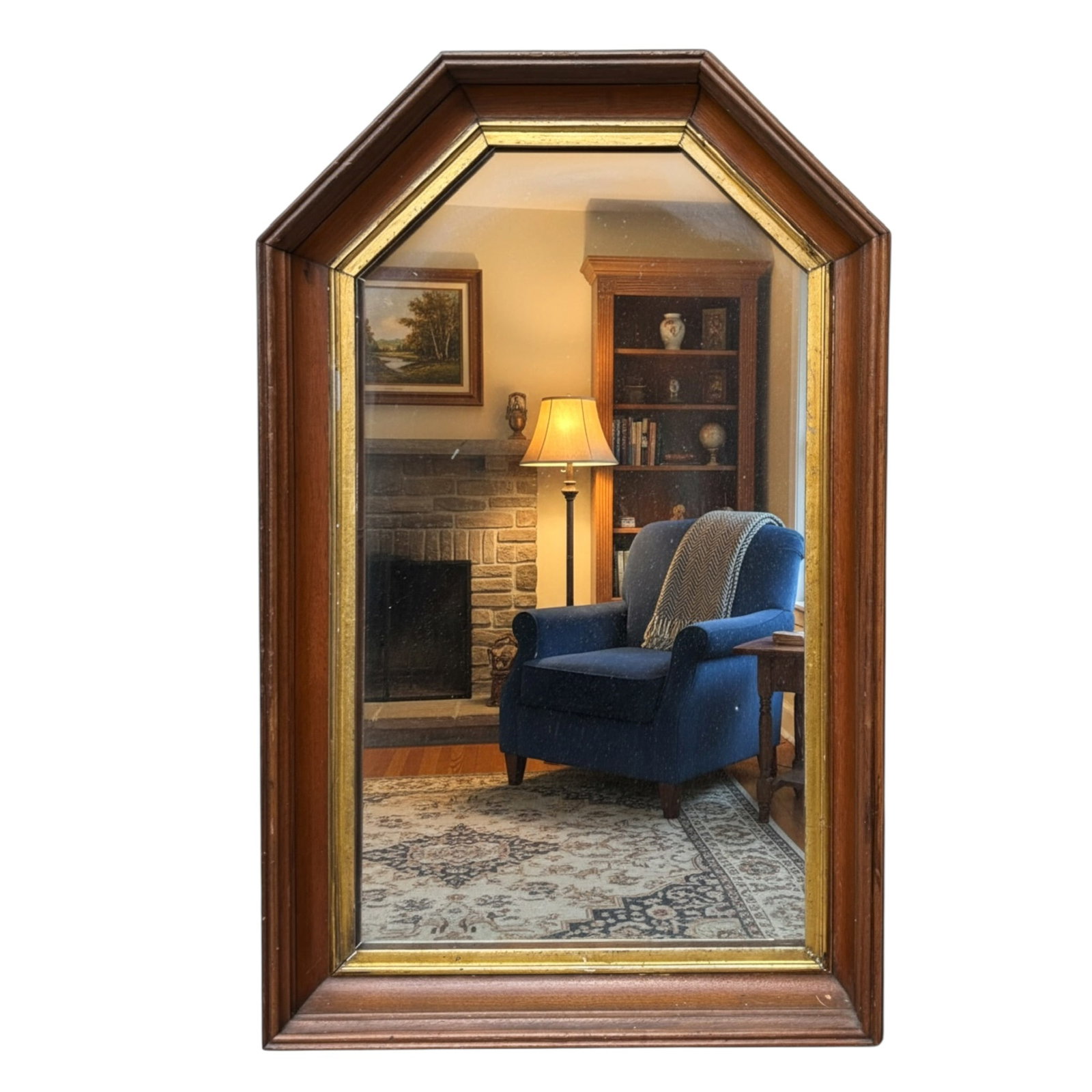(19th c) WALNUT FRAME with GILT LINER: 35 x 22 inches