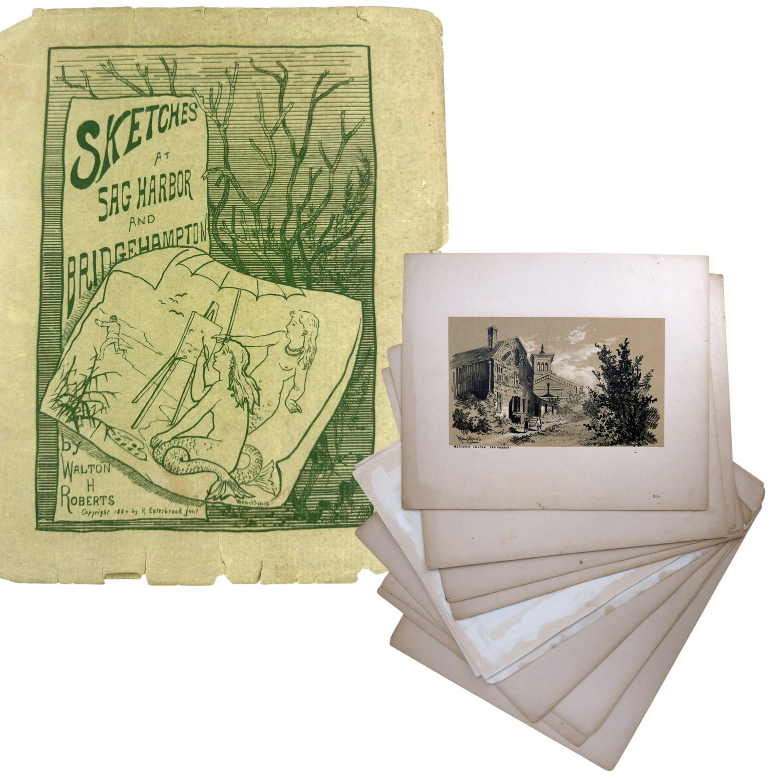 1884 WALTON H ROBERTS - SKETCHES AT SAG HARBOR & BRIDGEHAMPTON (1 of 6)