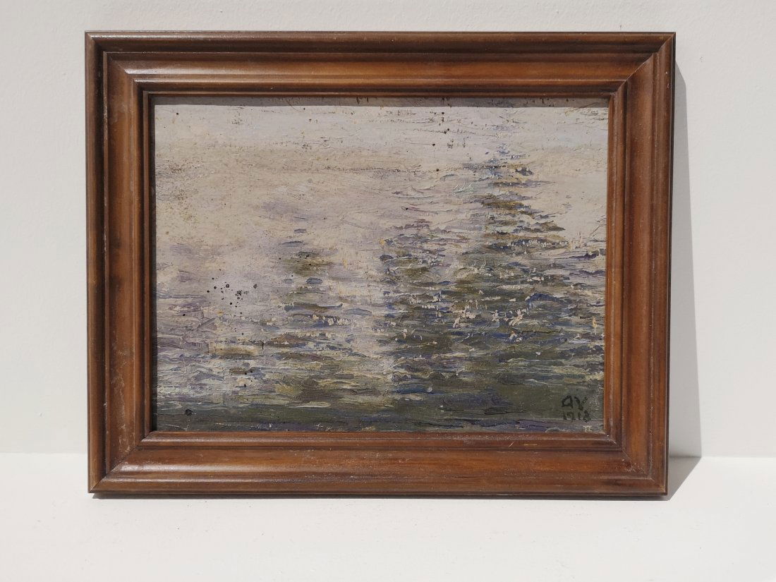 Adomas Varnas Antique Lithuanian seascape painting. (1 of 3)