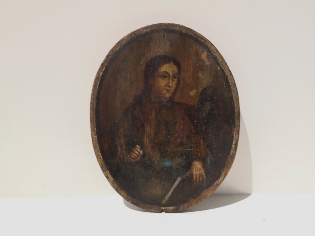 ANTIQUE LITHUANIAN MINIATURE PAINTING EVANGELIST JOHN (1 of 1)