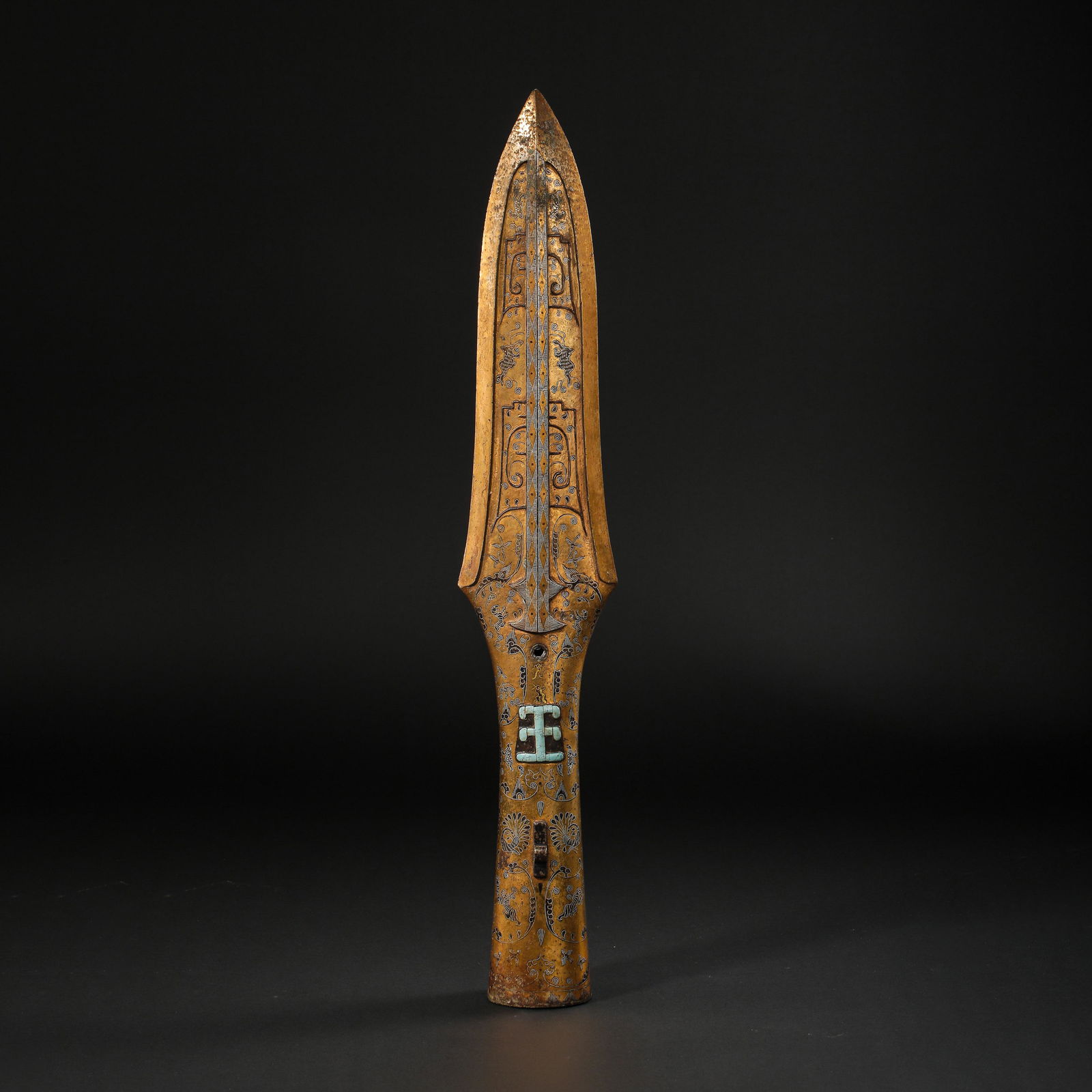 HAN DYNASTY, CHINESE SWORD INLAID TURQUOISE, GOLD AND (1 of 8)