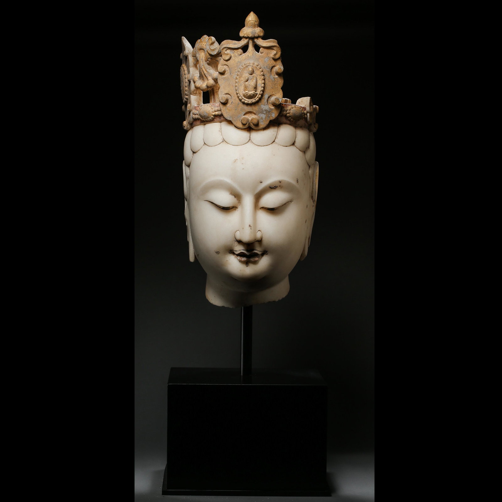 WHITE ,MARBLE CARVED GUANYIN BUDDHA HEAD, TANG DYNASTY, (1 of 8)