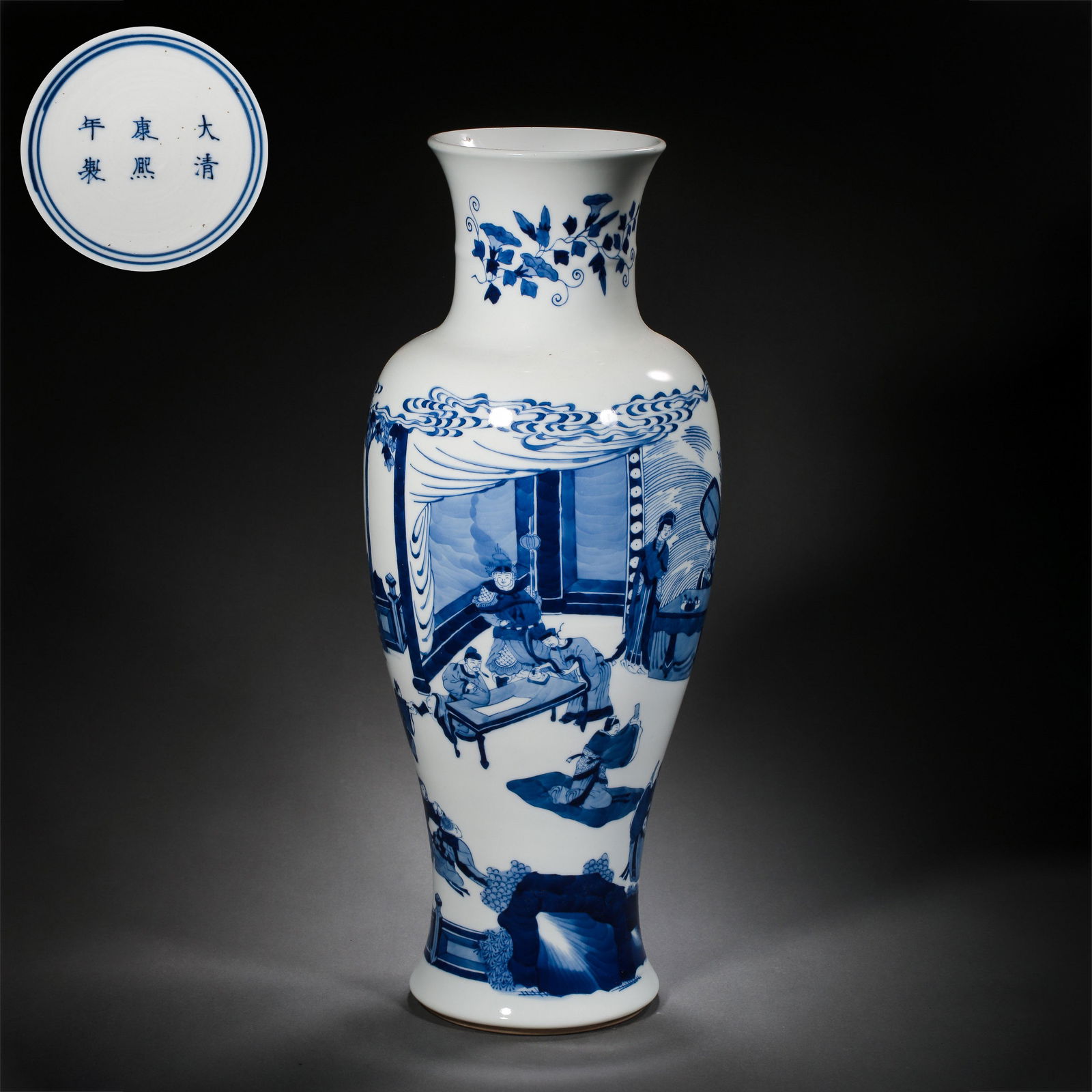 CHINESE QING DYNASTY KANGXI PERIOD BLUE AND WHITE (1 of 9)