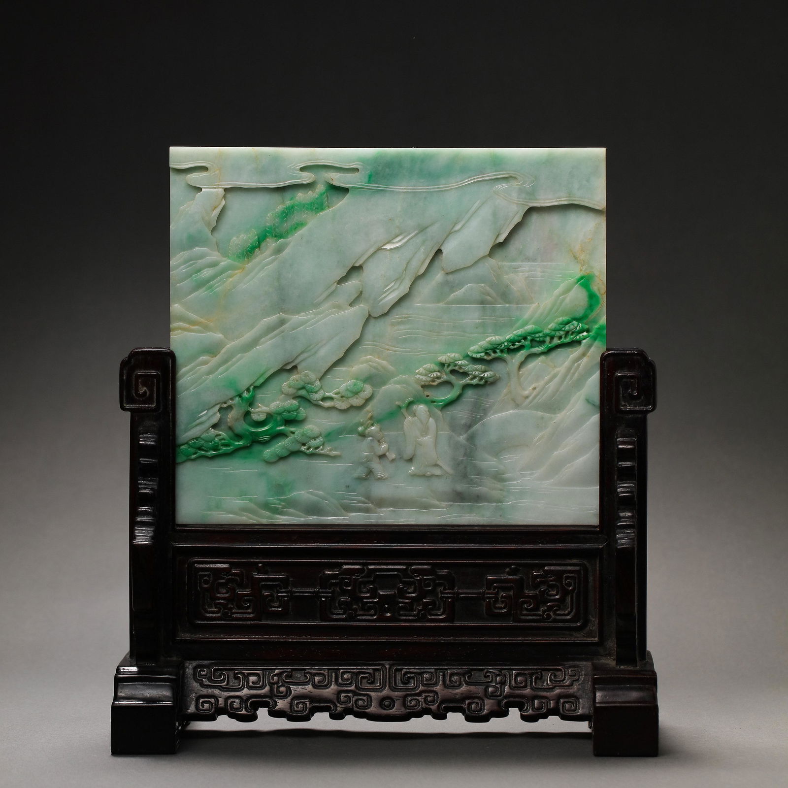 CHINESE SANDALWOOD JADE SCREEN, QING DYNASTY (1 of 5)