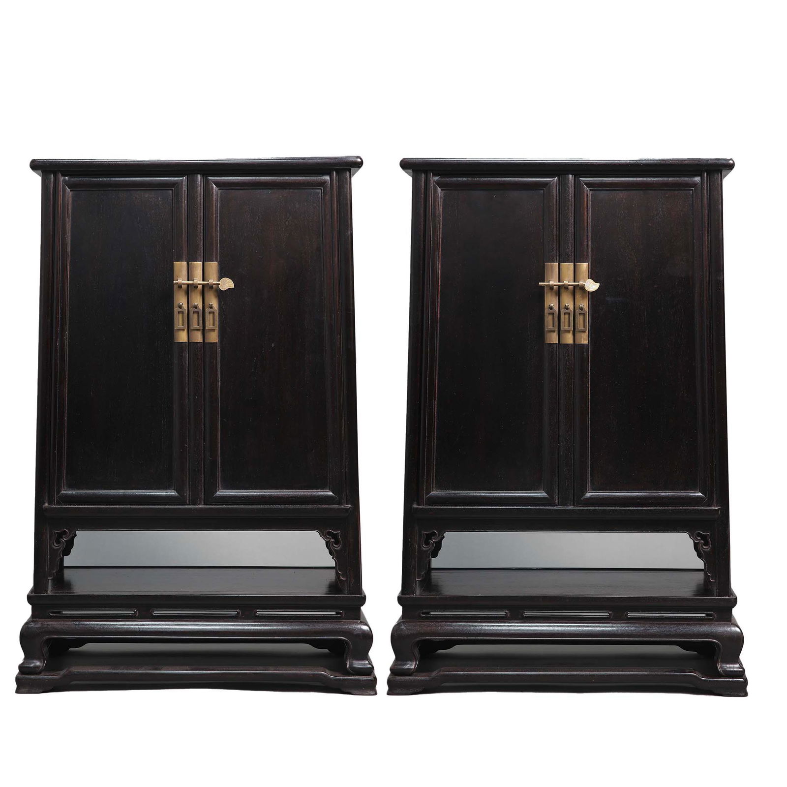 PAIR OF CHINESE QING DYNASTY LOBULAR ROSEWOOD LONG CABINETS (1 of 12)