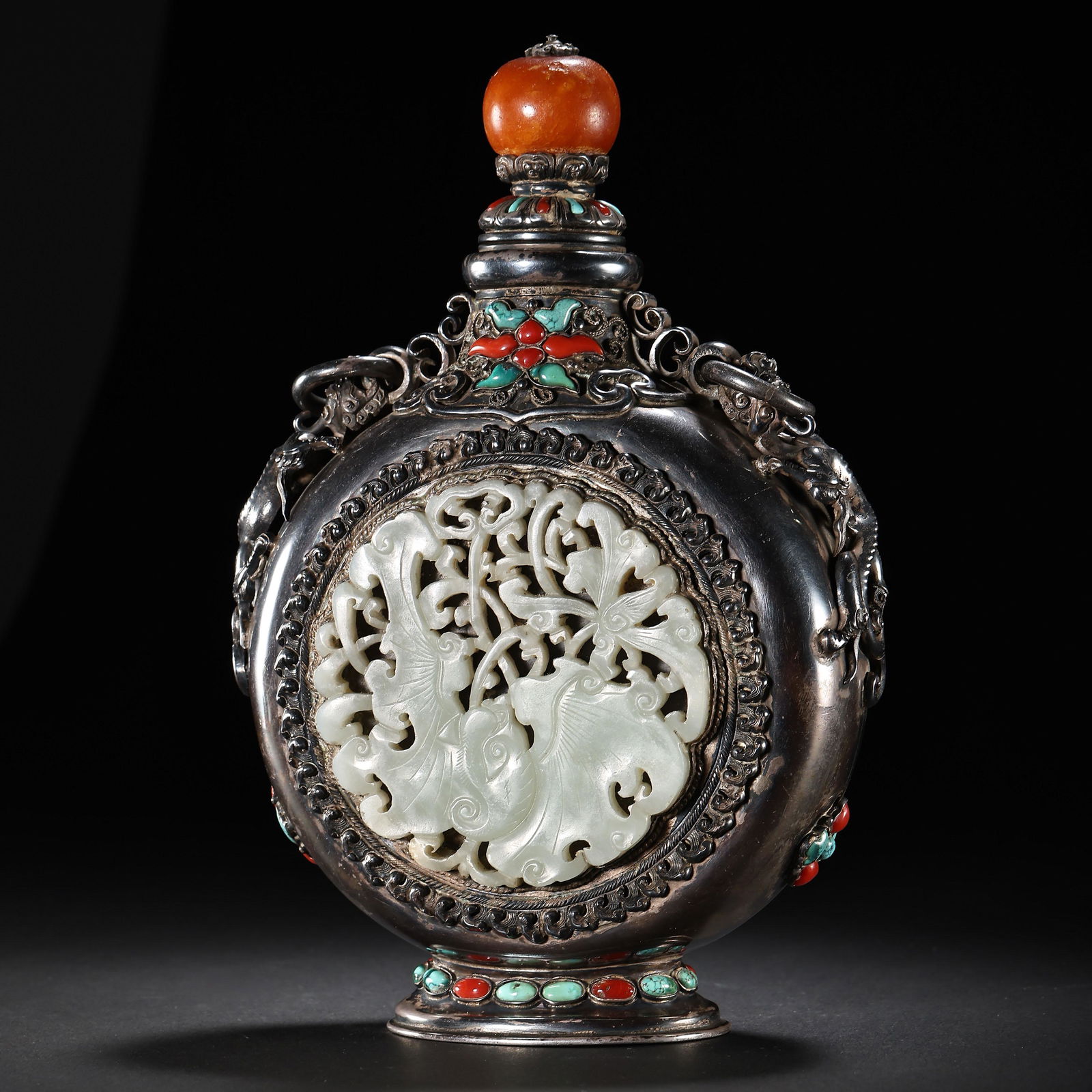 BRONZE INLAID HETIAN JADE SNUFF BOTTLE FROM QING DYNASTY (1 of 11)