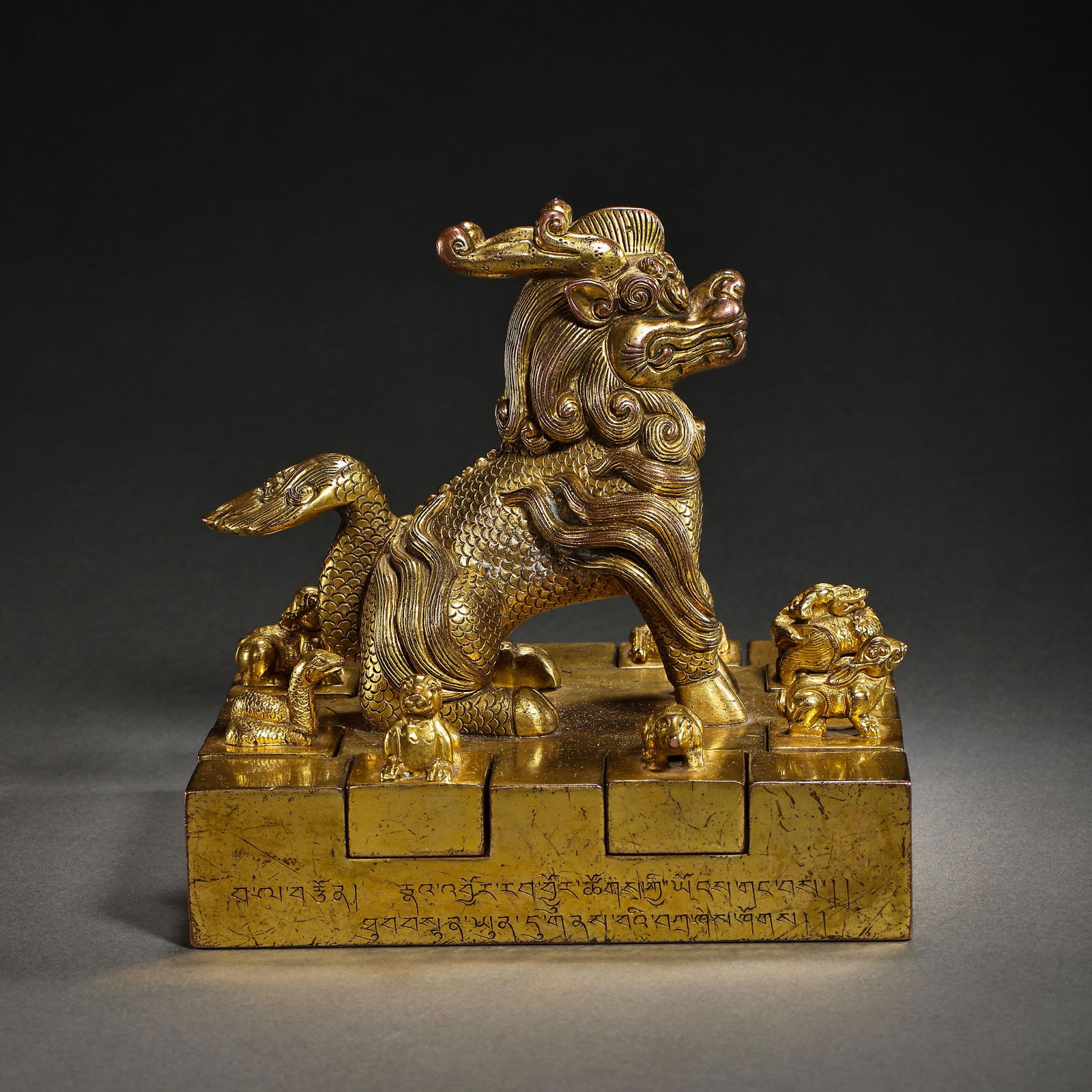 A GROUP OF BRONZE DRAGON SEALS FROM QING DYNASTY: A GROUP OF BRONZE DRAGON SEALS FROM QING DYNASTY; H. 15 cm. W. 15.2 cm. Weight 5100 gram.