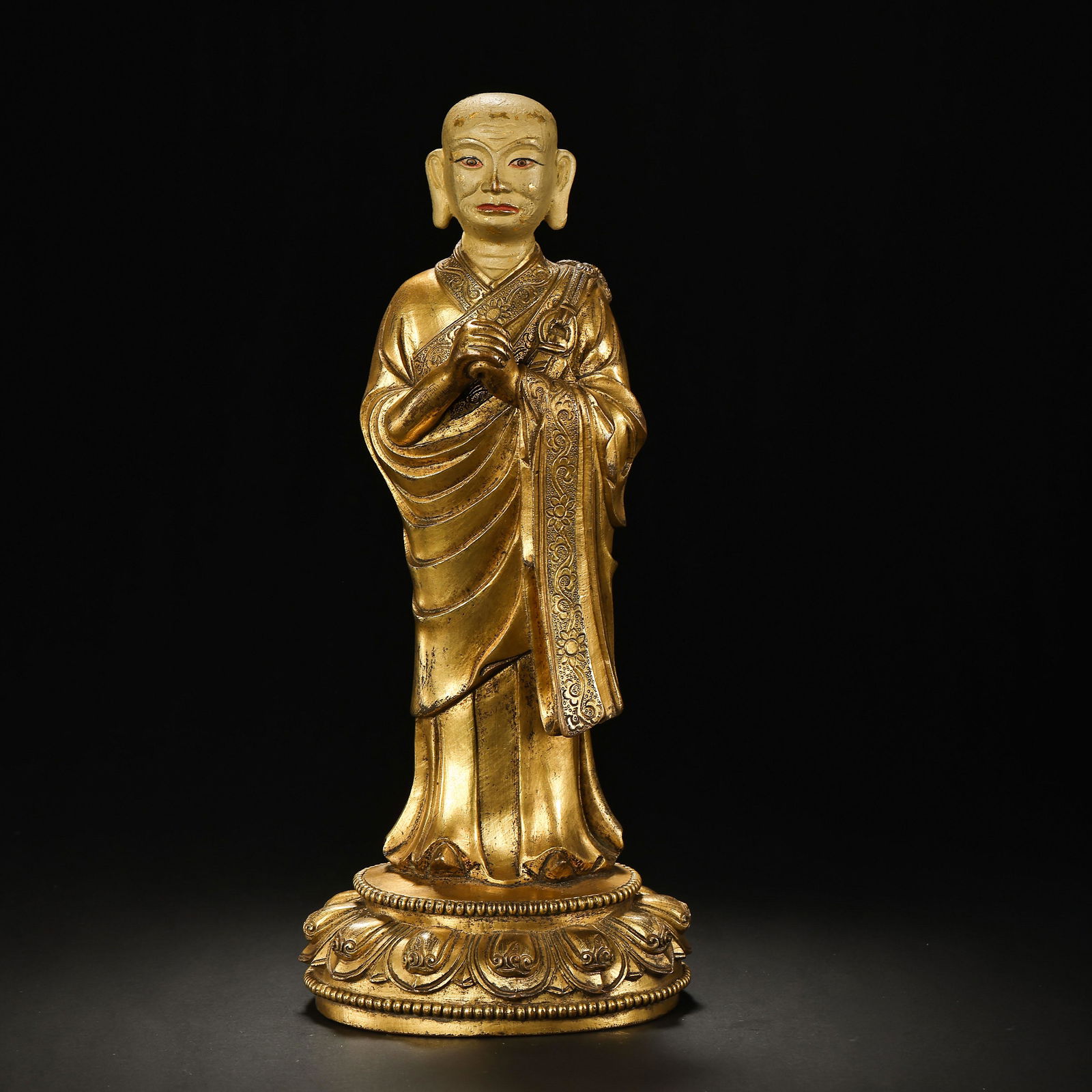 CHINESE QING DYNASTY BRONZE GILDING BUDDHA STATION STATUE (1 of 11)